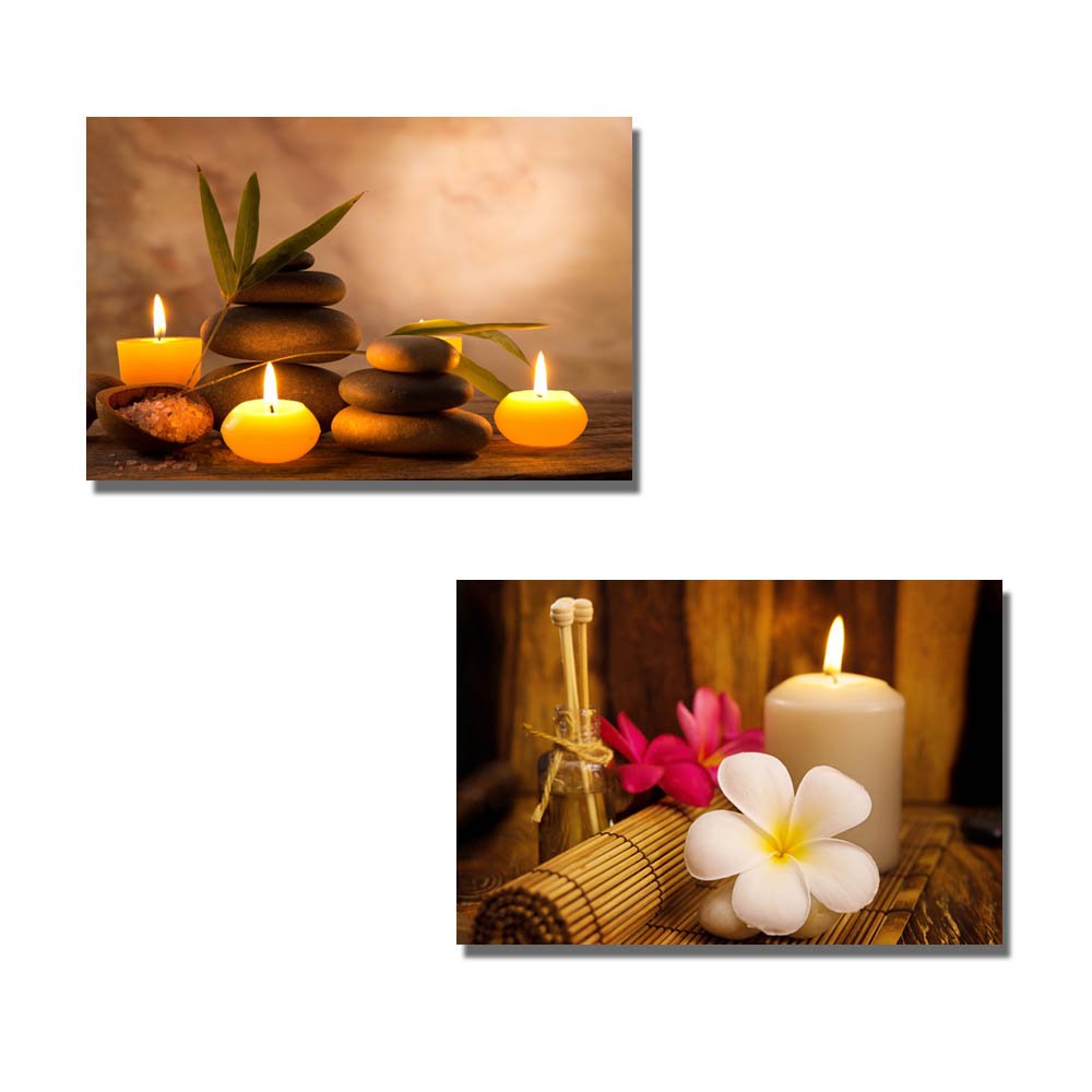 Wall26 - Canvas Prints Wall Art - Spa Still Life With Aromatic Candles And Frangipani | Modern Wall Decor/Home Decoration Stretc