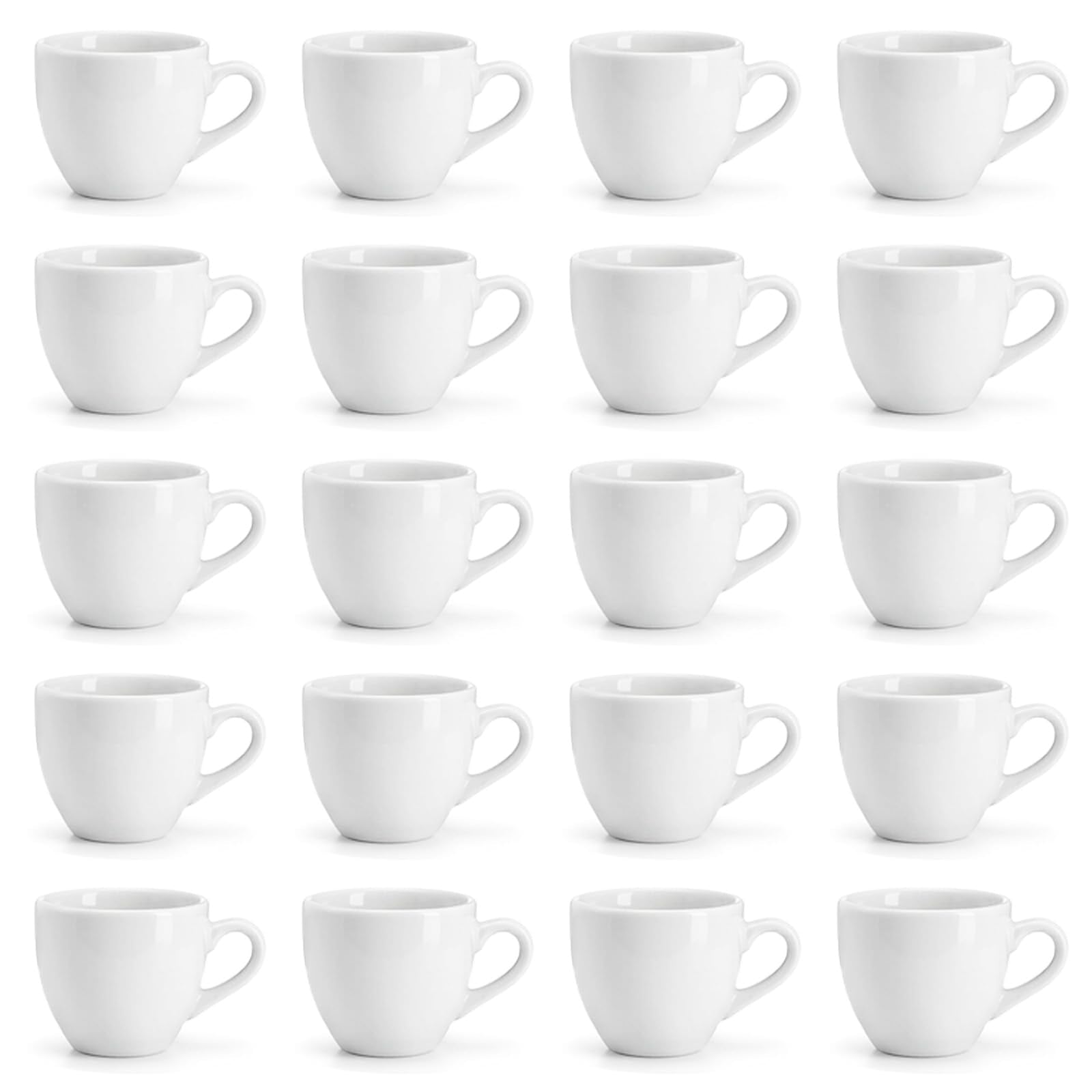 GEFEDESUL 20 Pcs 3 Oz Porcelain Espresso Cup Set Tiny White Ceramic Coffee Tea Mug for Cafe Restaurant Bar Office Home