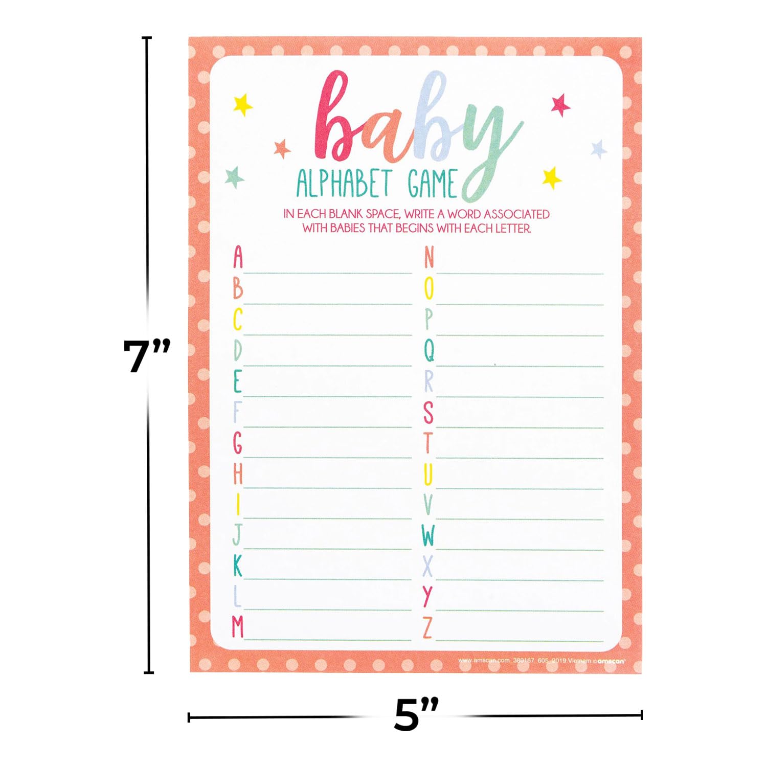 Exciting Multicolor Paper Party Games - 5'' X 7'' (Pack Of 24) - Perfect For Baby Showers, Announcements, Birthdays & Gender Rev