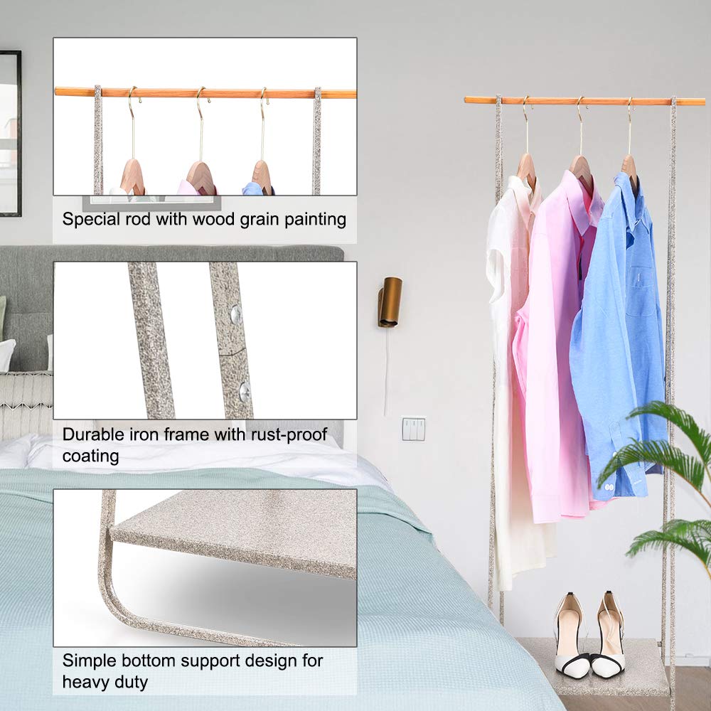 Jefee Narrow Clothes Rack Simple Garment Rack With Shelf 1-Tier Coat Clothing Organizer Storage For Hats Bags Shoe For Entryway