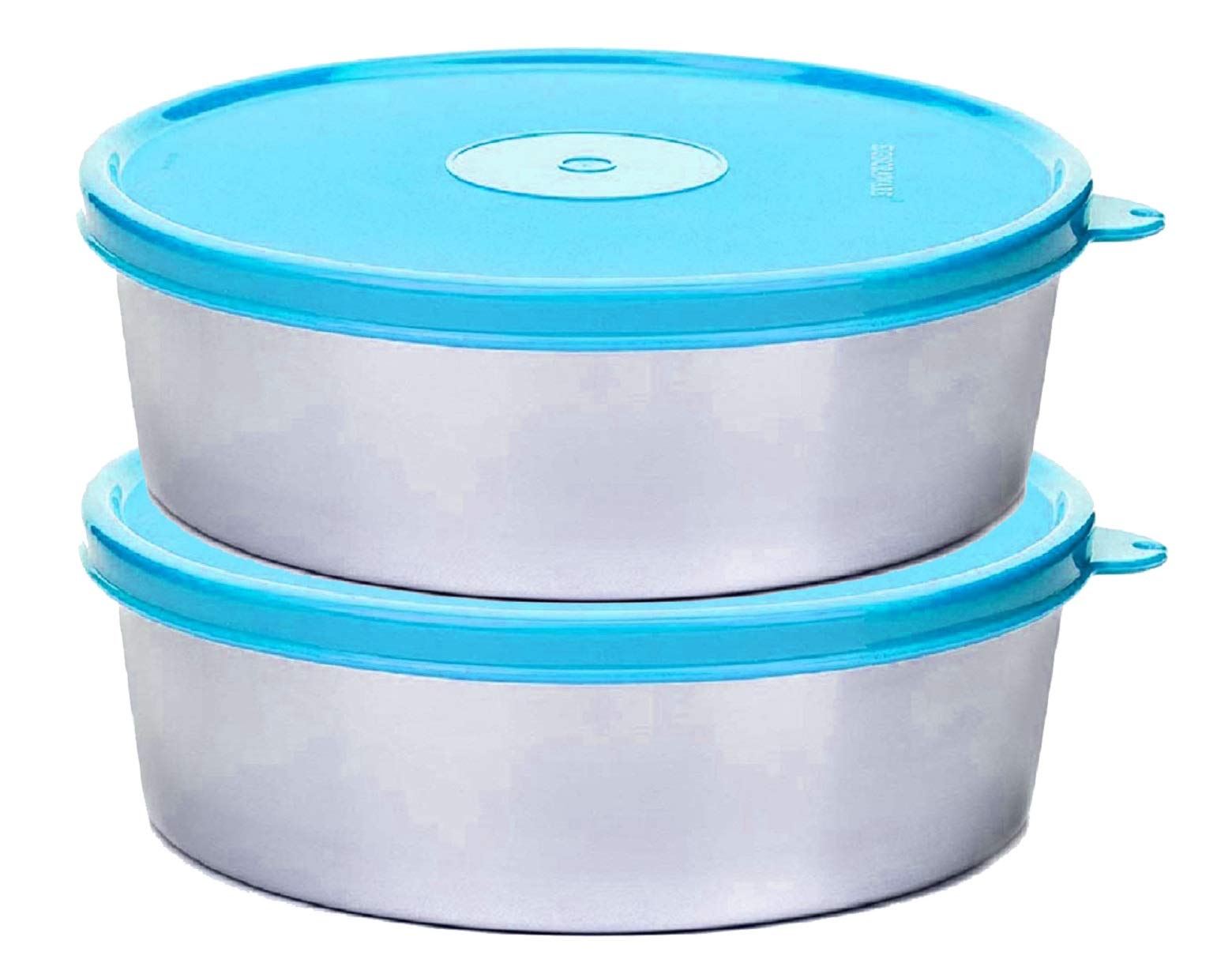 Signoraware Classic Steel Big Container, Set Of 2, 900Ml+900Ml, Blue