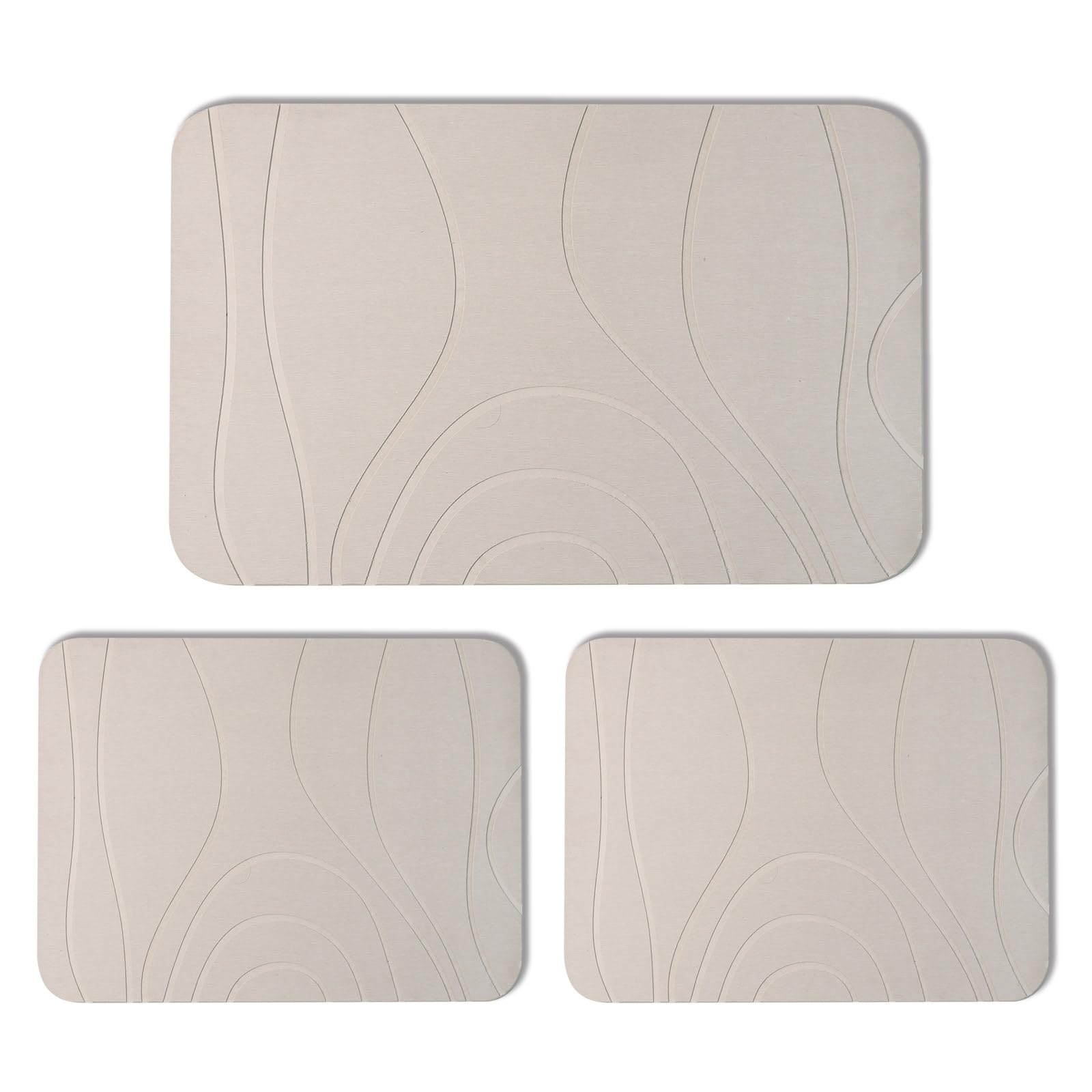 Humiga Stone Bath Mat, Diatomaceous Earth Shower Mat, Set Of 3, Non-Slip Super Absorbent Quick Drying Bathroom Floor Mat, 24X15,