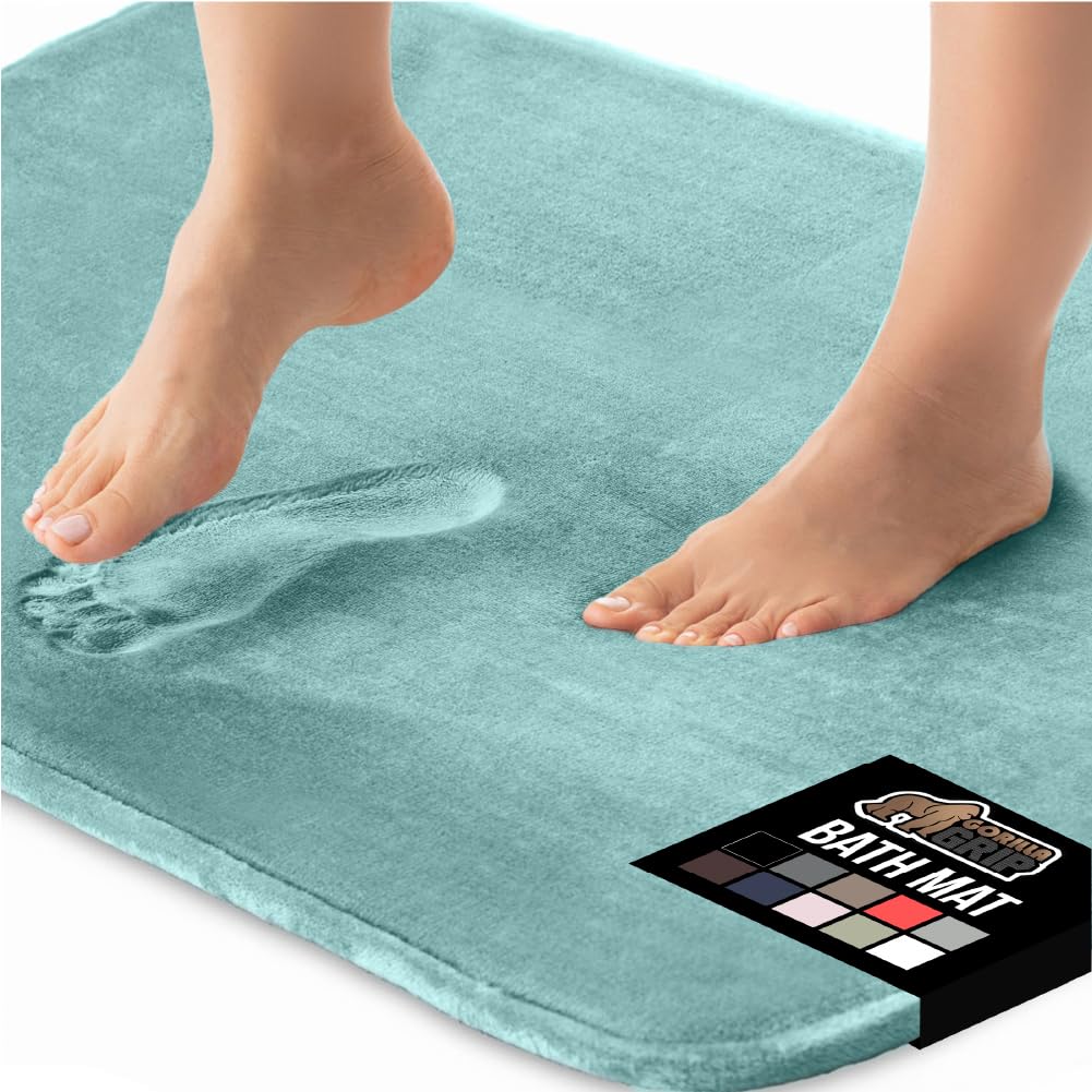 GORILLA GRIP Memory Foam Bath Mat, Soft Absorbent Velvet Bathroom Mats, Durable Dots on Underside, Machine Washable Bathmat, Car