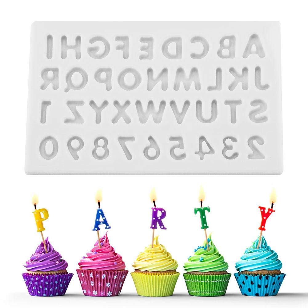 Letters Shape Making Molds Silicone Candy Cake Fondant Chocolate Molds Decorating Tool(Gray)