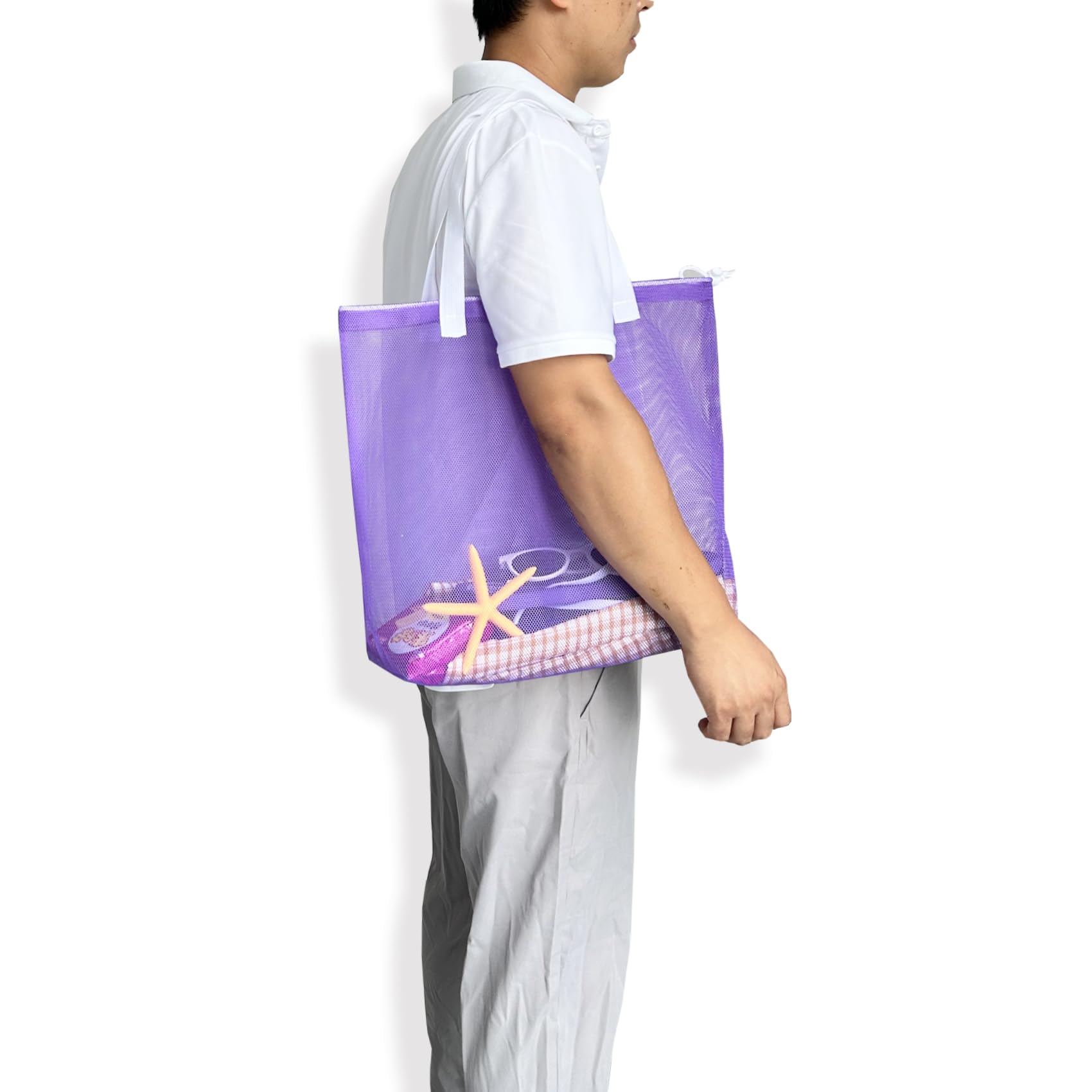 Hsmyank Resuable 4Pack Cute Mesh Tote Plool Bags,Mesh Beach Bags With Drawsting For Toys,Travel,Picnic Or Poolside
