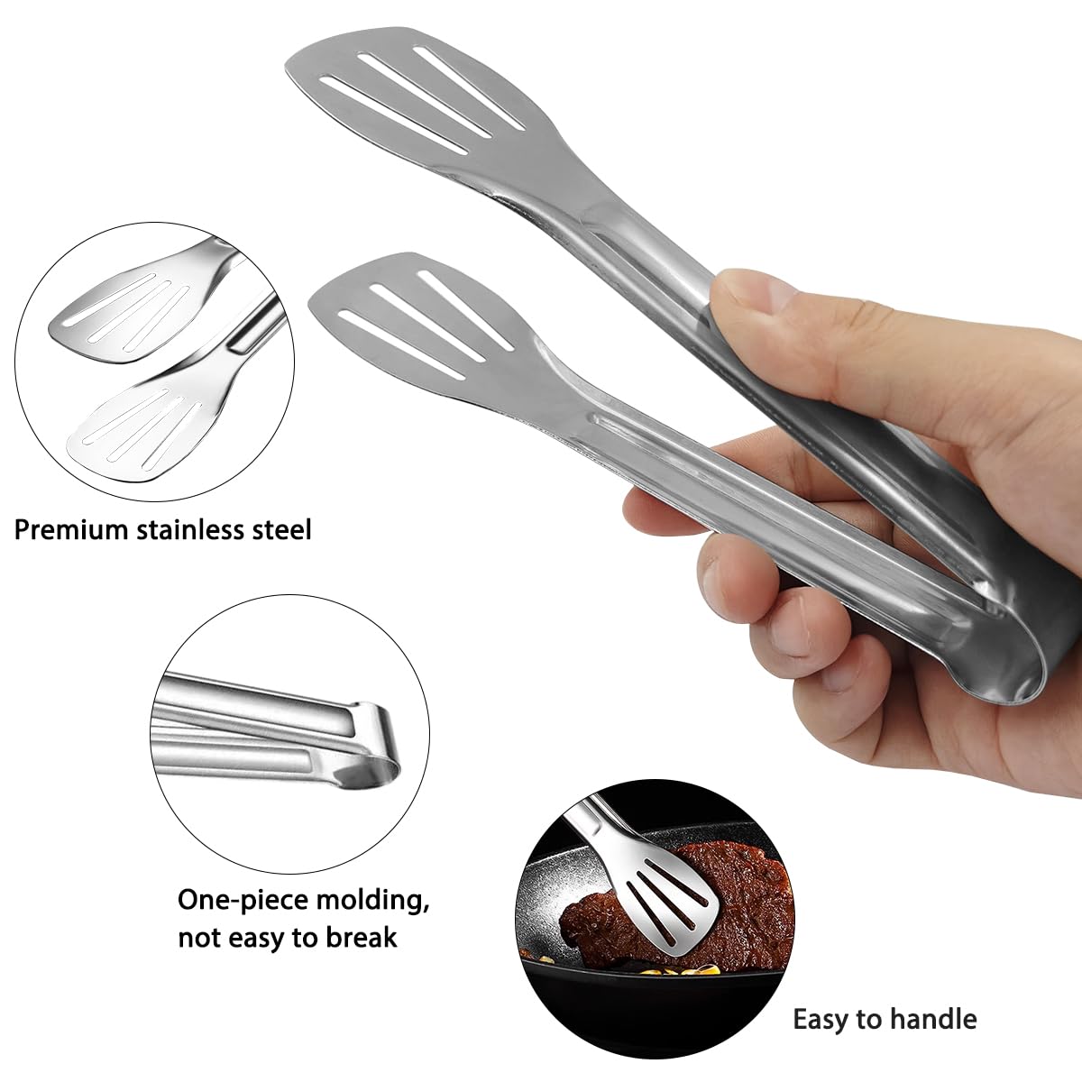 Set Of 6, Pie Cake Servers And Kitchen Tongs, Lyflux 3 Pcs Pizza Pastry Servers, 3 Pcs Stainless Steel Food Tongs Great For Part