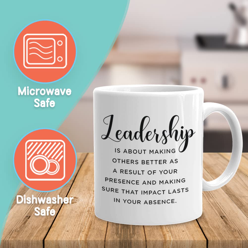 Bubble Hugs Inspirational Coffee Mug 11 Oz, Leadership Is About Making Others Better Motivational Appreciation Gift For Supervis