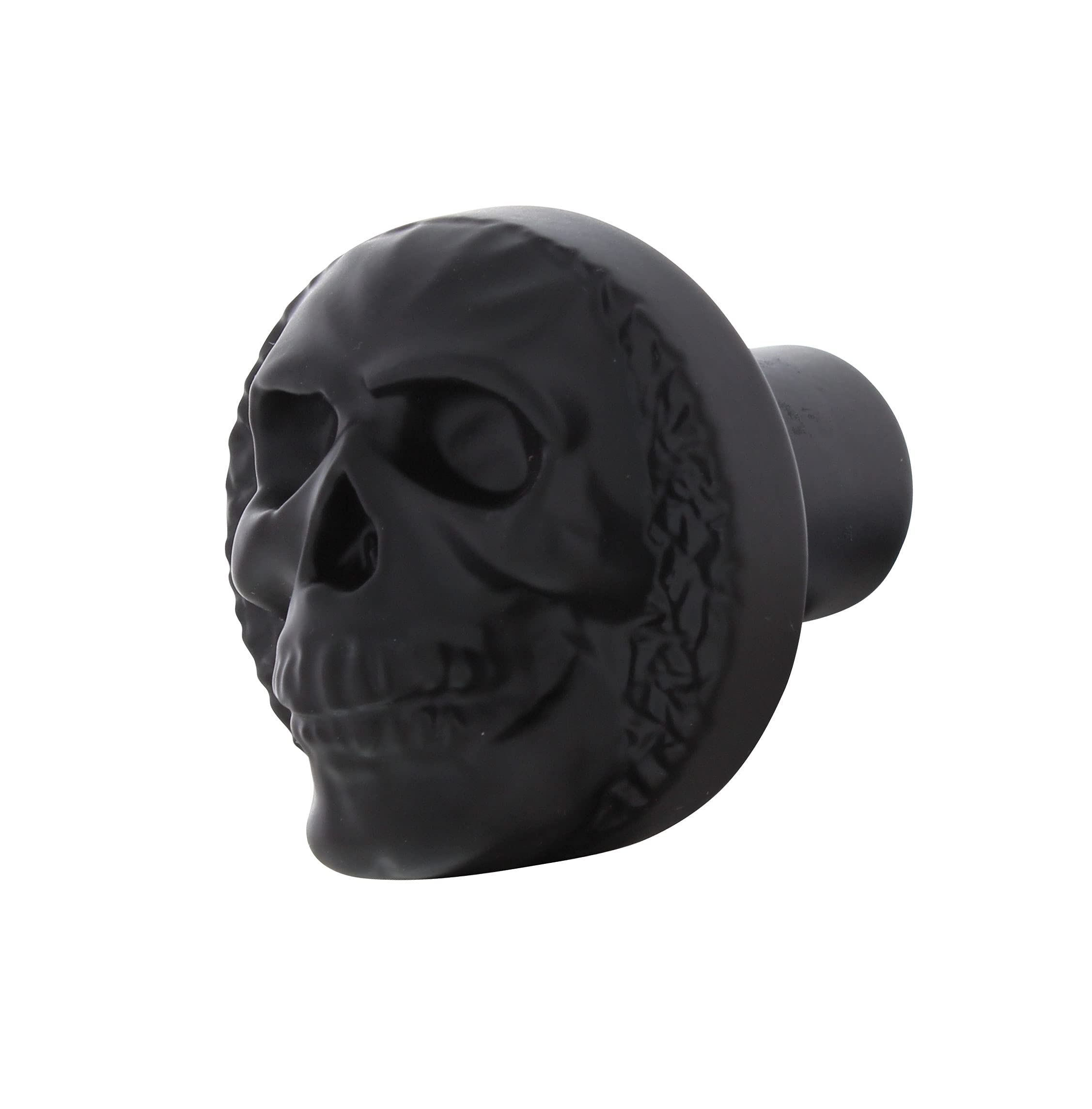 United Pacific 23054 Black Metal Alloy Skull Air Valve Knob, Strong & Durable, 3D Skull Design, Easy Screw-On Installation - One