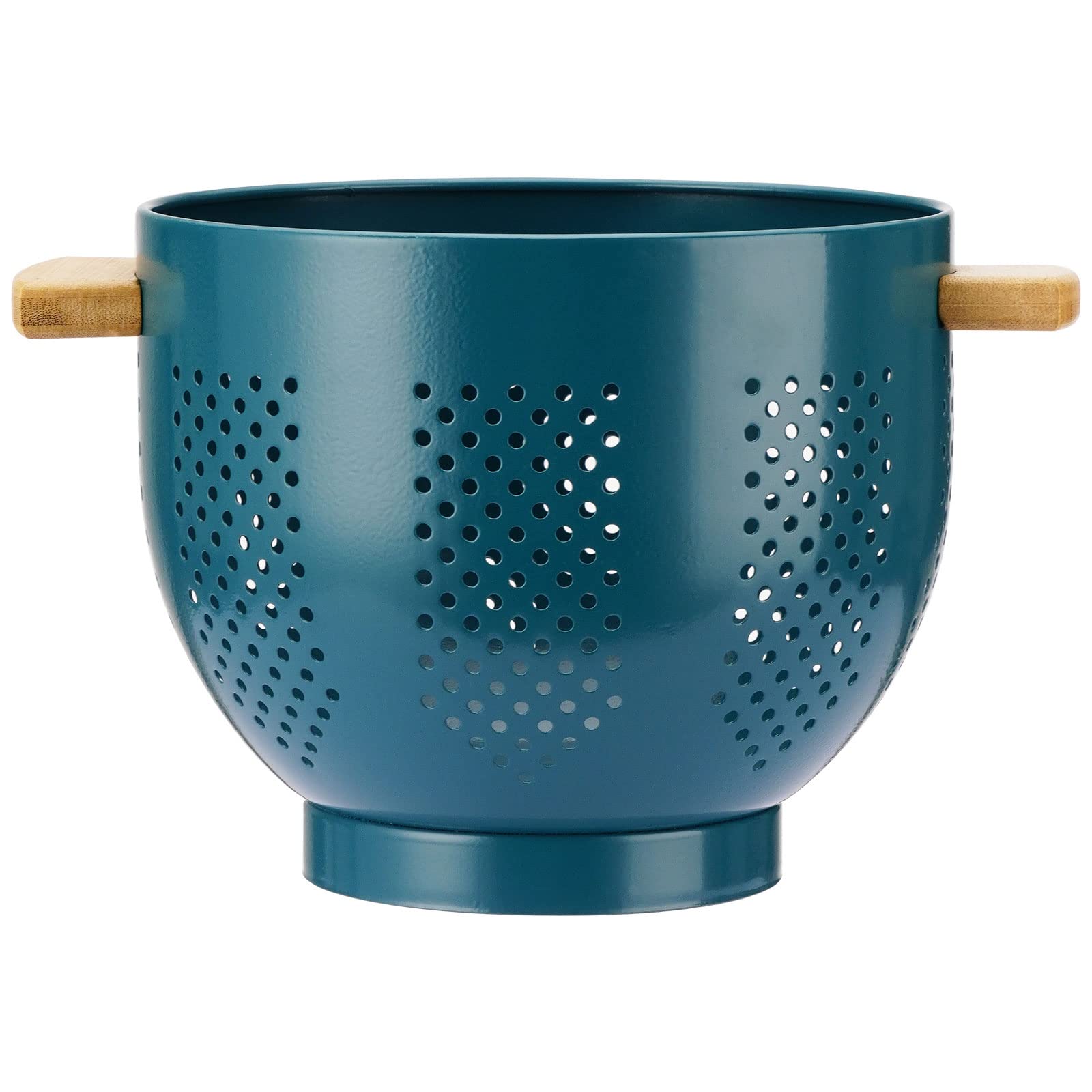 Metal Colander With Wood Handle, Powder Coated Steel Large Kitchen Strainer Stable Base,(Green, 55Qt)