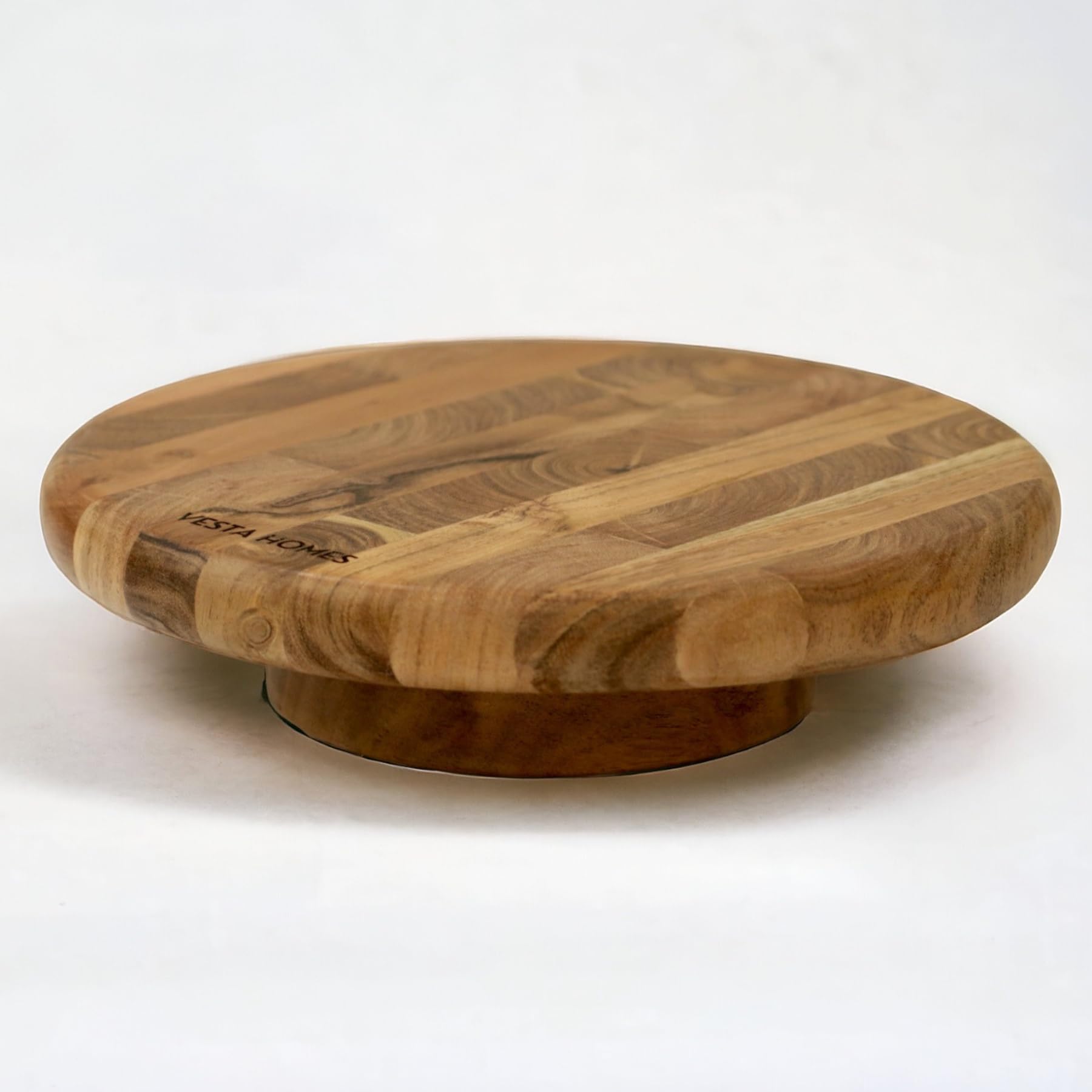 Vesta Homes Round Wooden 360 degree Rotating Cake Stand, Pizza Stand, Dessert Platter, Stand for Dining Table | Diameter  10.5 