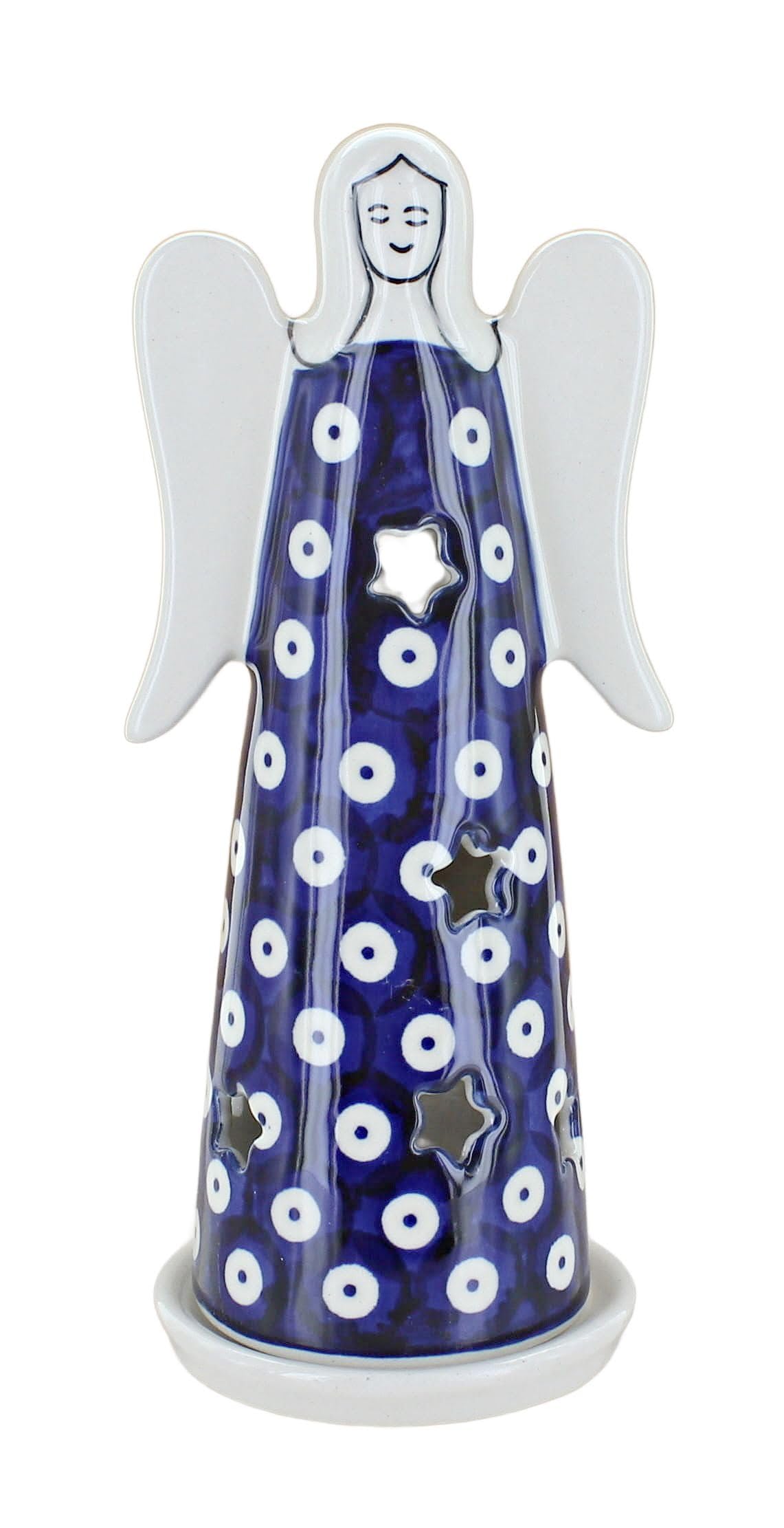 Blue Rose Polish Pottery Dots Large Angel Luminary