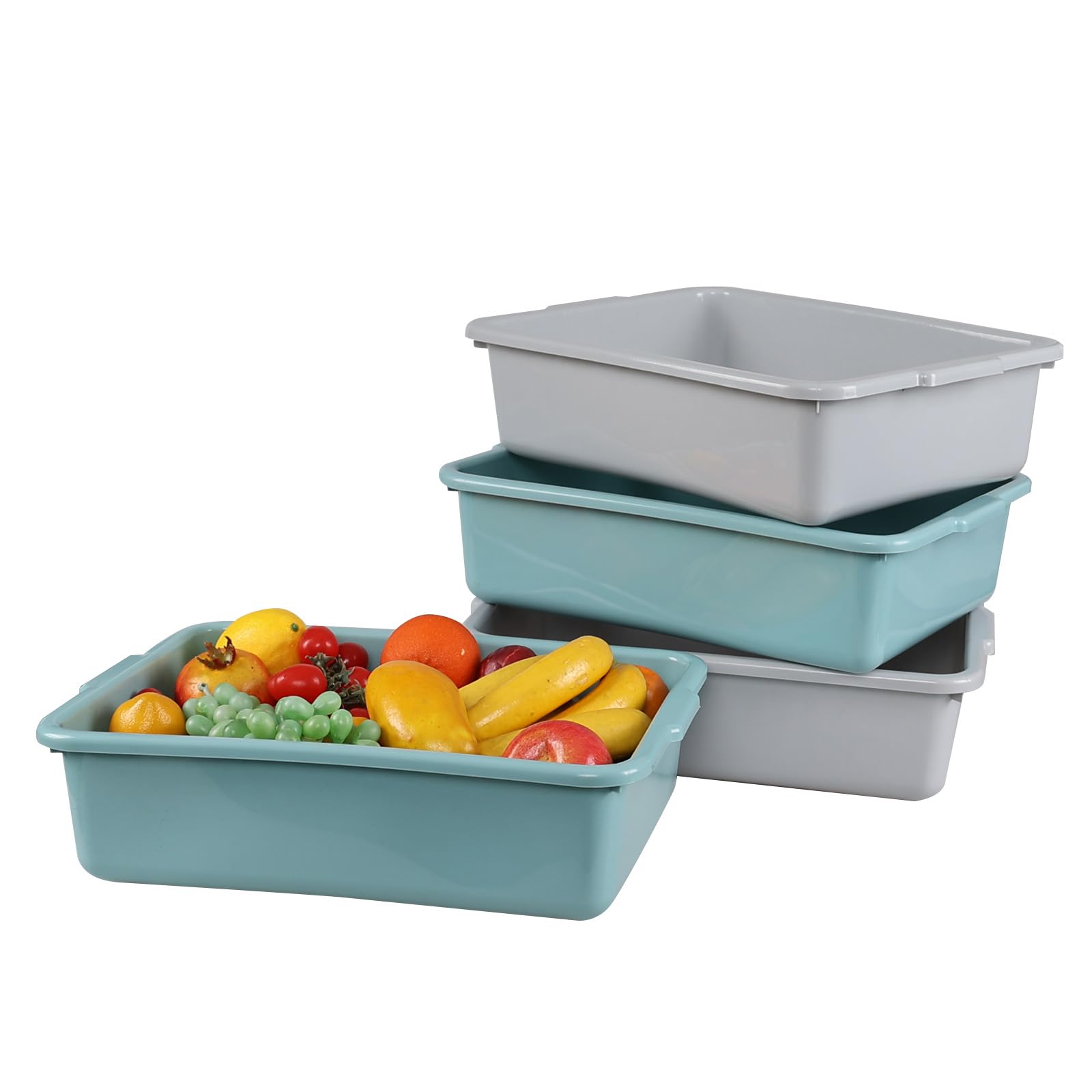 Doryh 14 L Commercial Bus Tub, Plastic Wash Tub Dishpan, 4 Packs