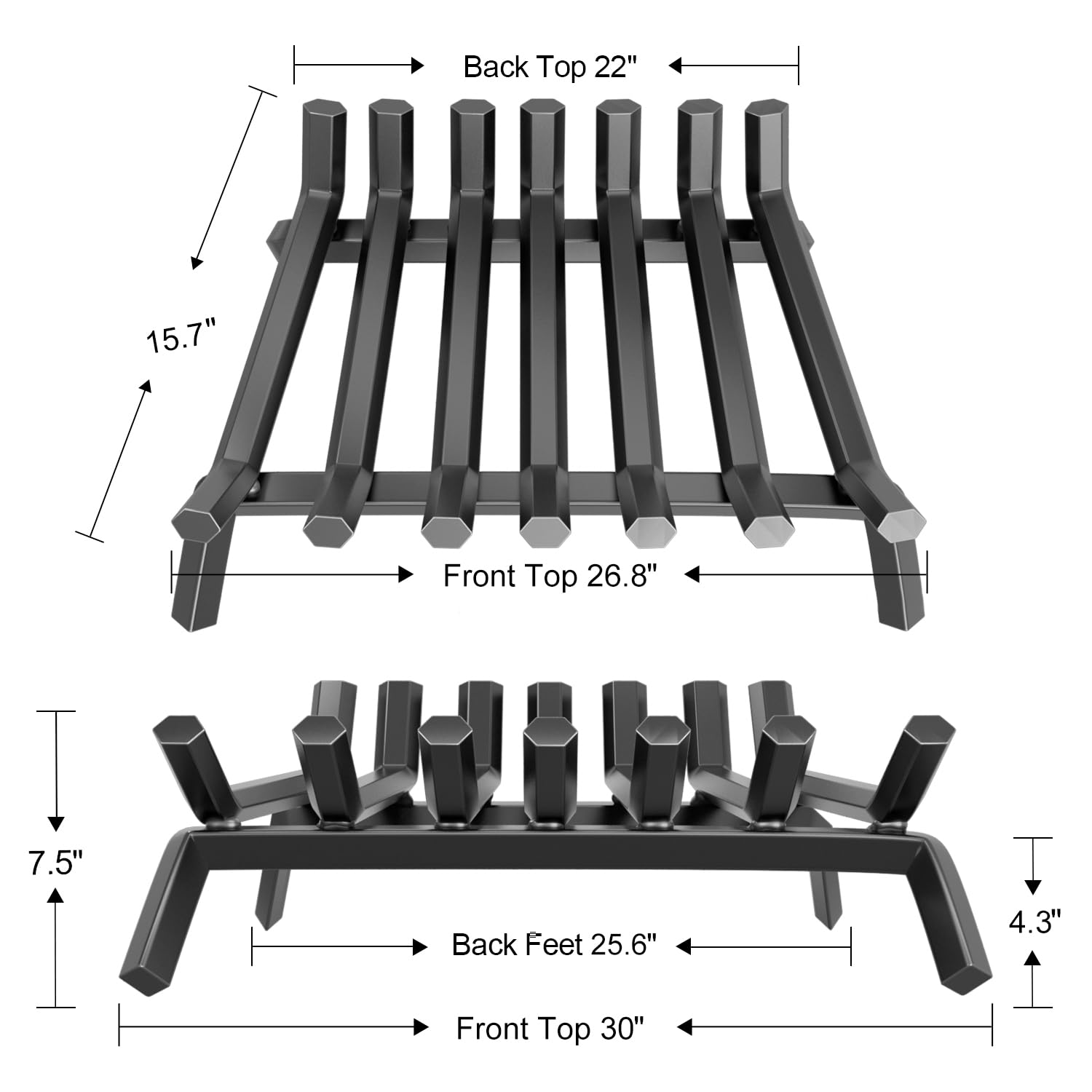 Amagabeli Garden & Home Fireplace Log Grate 30 Inch Wrought Iron Fire Place Grates Heavy Duty Solid Steel Indoor Chimney Hearth