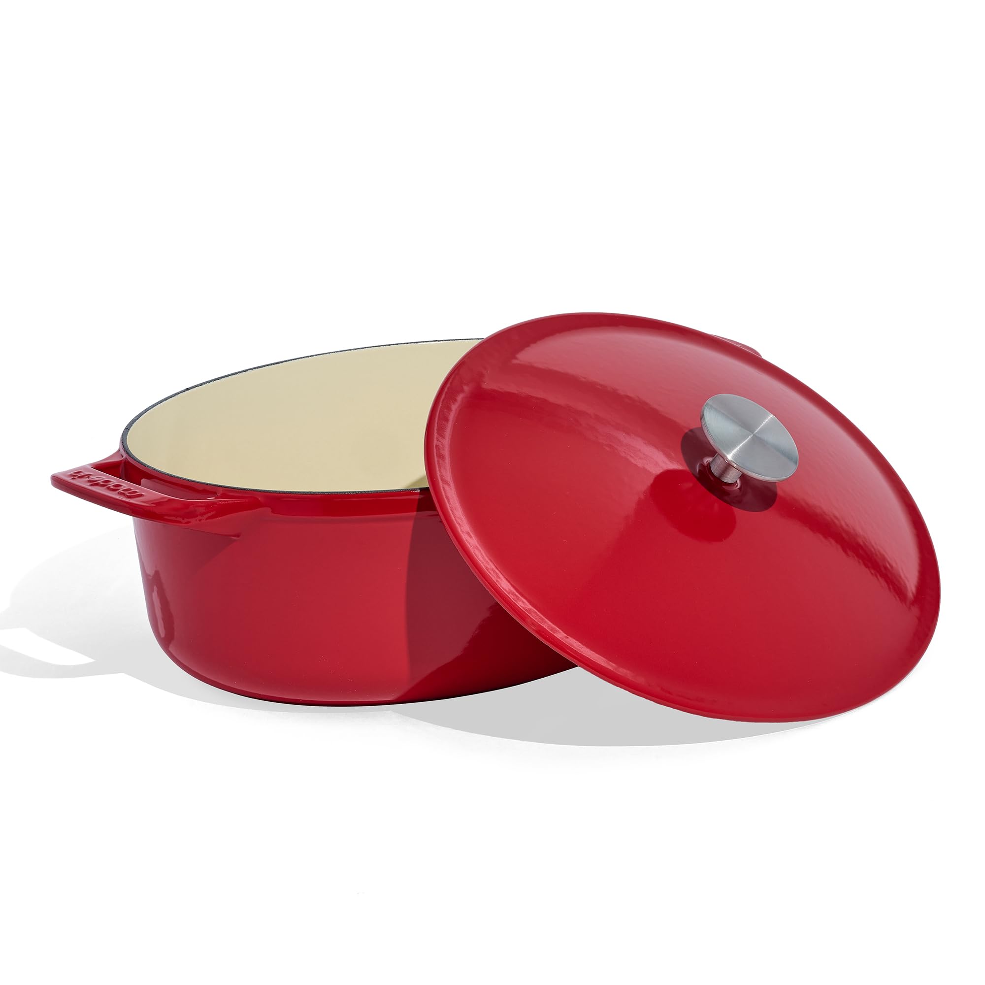 Made In Cookware | Oval Dutch Oven 7.5 Quart (Red) | Enameled Cast Iron | Exceptional Heat Retention & Durability | Professional