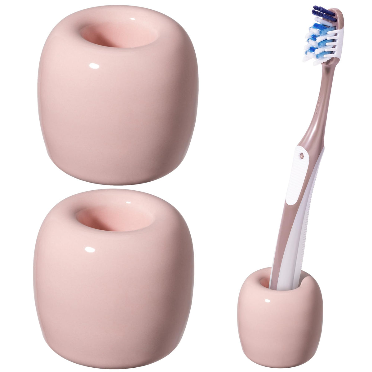 Urbanstrive Ceramic Toothbrush Holders For Bathrooms, Sleek Tooth Brush Holder Toothbrush Stand Tooth Brushing Holder, Portable
