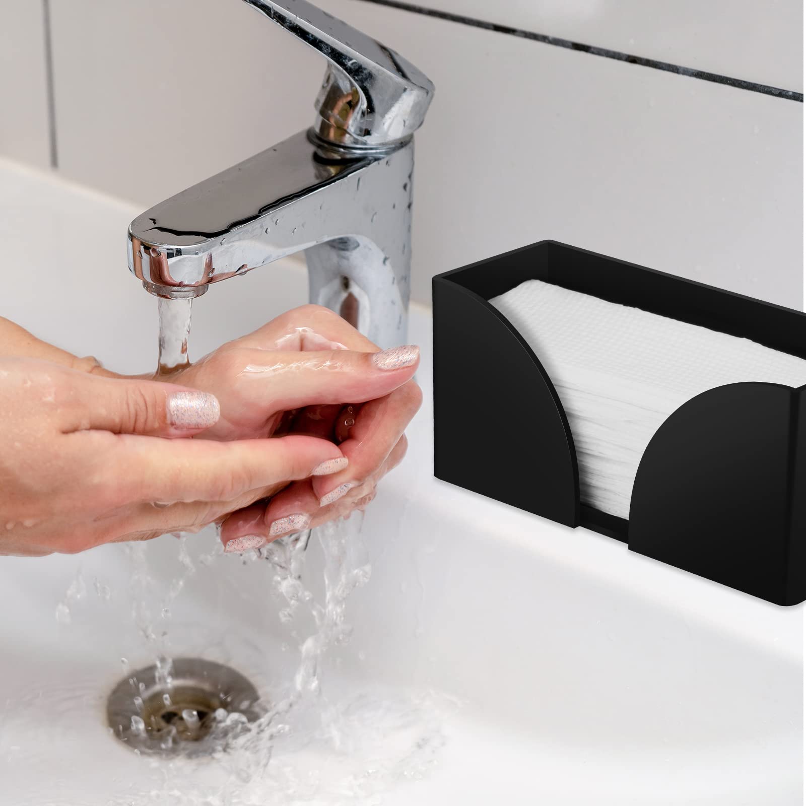 2Pack Paper Towel Dispenser Countertop Black Acrylic Paper Towel Holder For Bathroom Folded Paper Towel Dispenser Clear Trifold