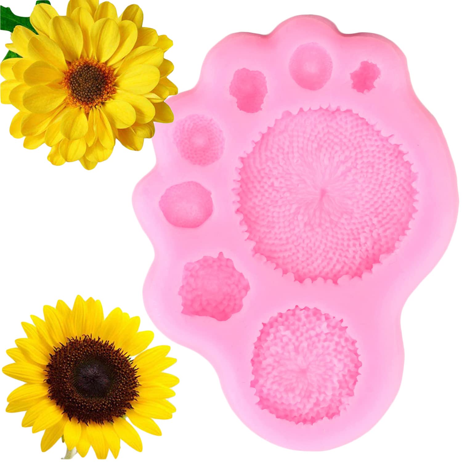 Mujiang Sunflower Silicone Fondant Molds Flower Bumble Bee Mold For Cake Decorating Cupcake Topper Chocolate Gum Paste Candy Pol