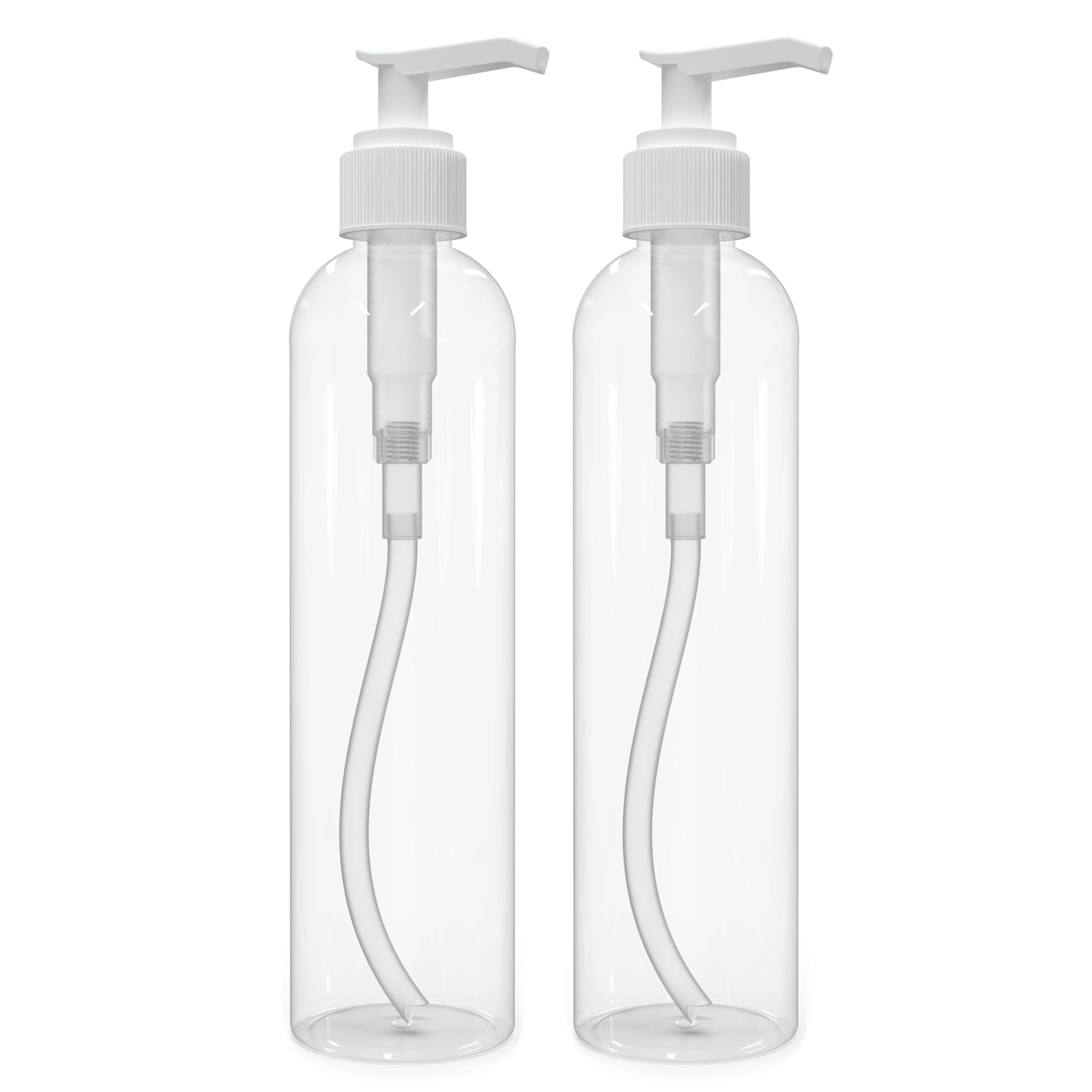 Brightfrom Lotion Pump Bottles, Empty 8 Oz, Bpa-Free, Pet Refillable Plastic Containers, Clear With White Dispenser For - Soap,