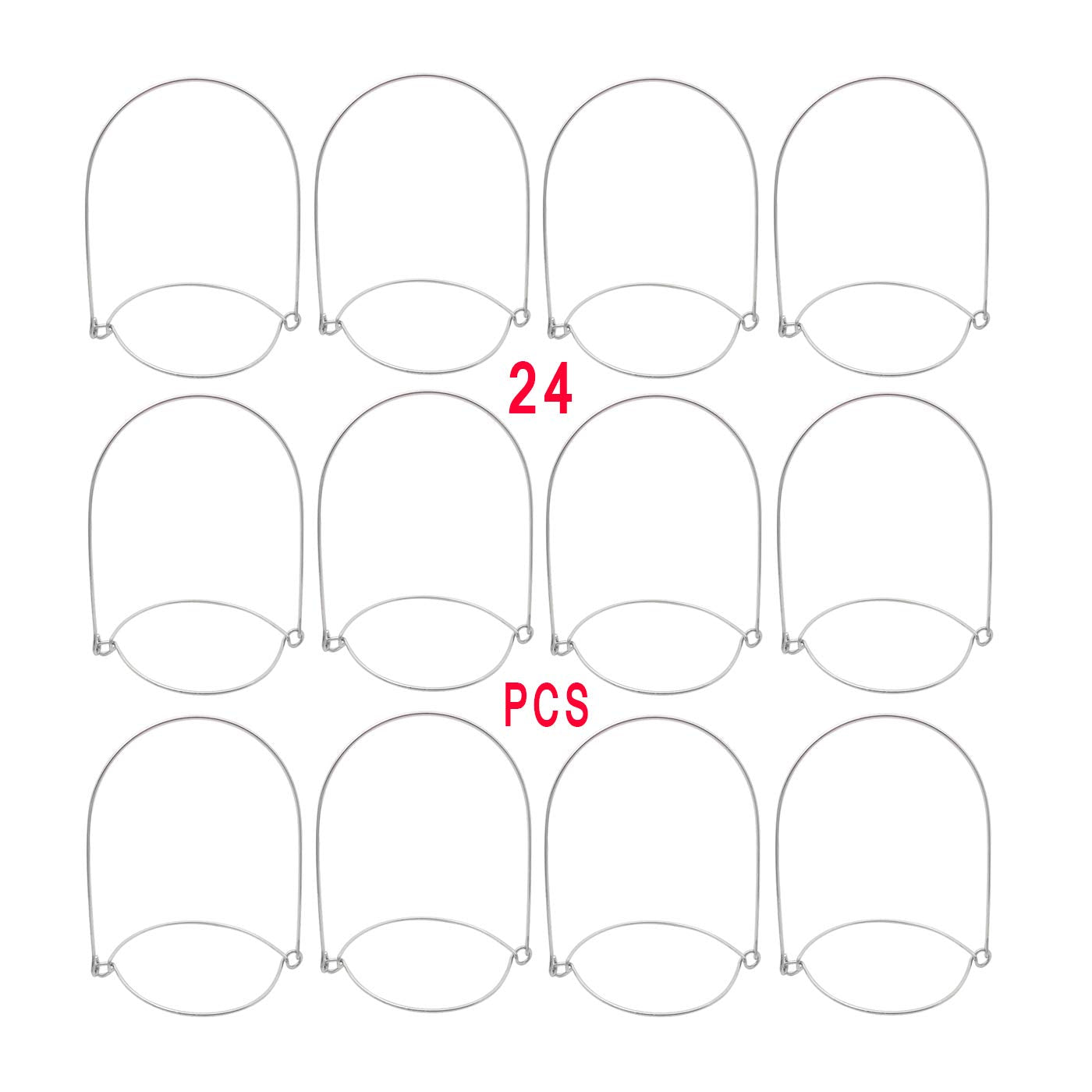 Fangulu 24Pcs Stainless Steel Mason Jar Wire Hangers 3.9  2.6'' Regular Mouth Wire Handles For Mason
