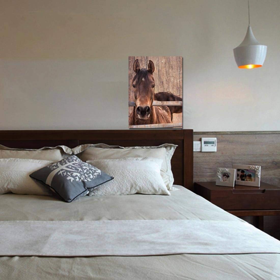 Farmhouse Rustic Wall Art for Bedroom Home Bathroom Decor for the Home Country Horse Pictures Artwork for Walls Kitchen Wall Decor Modern Prints Wood Grain Canvas Framed Animal Wall Art Size 12x16