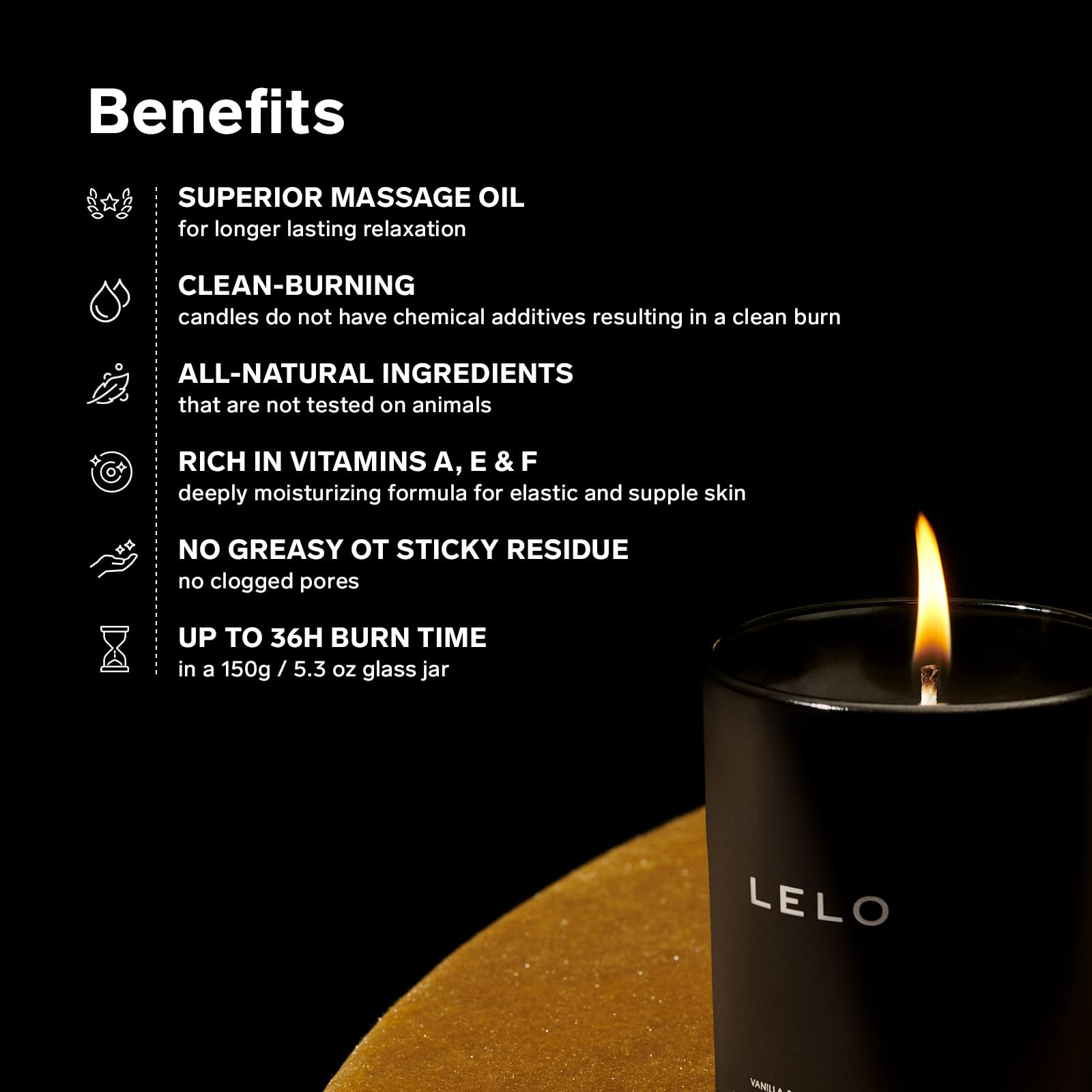 LELO Flickering Touch Massage Candle, Melts into Massage Oil, Scented Candle Body Massage Oil, Luxury Skin Treatment, Vanilla &