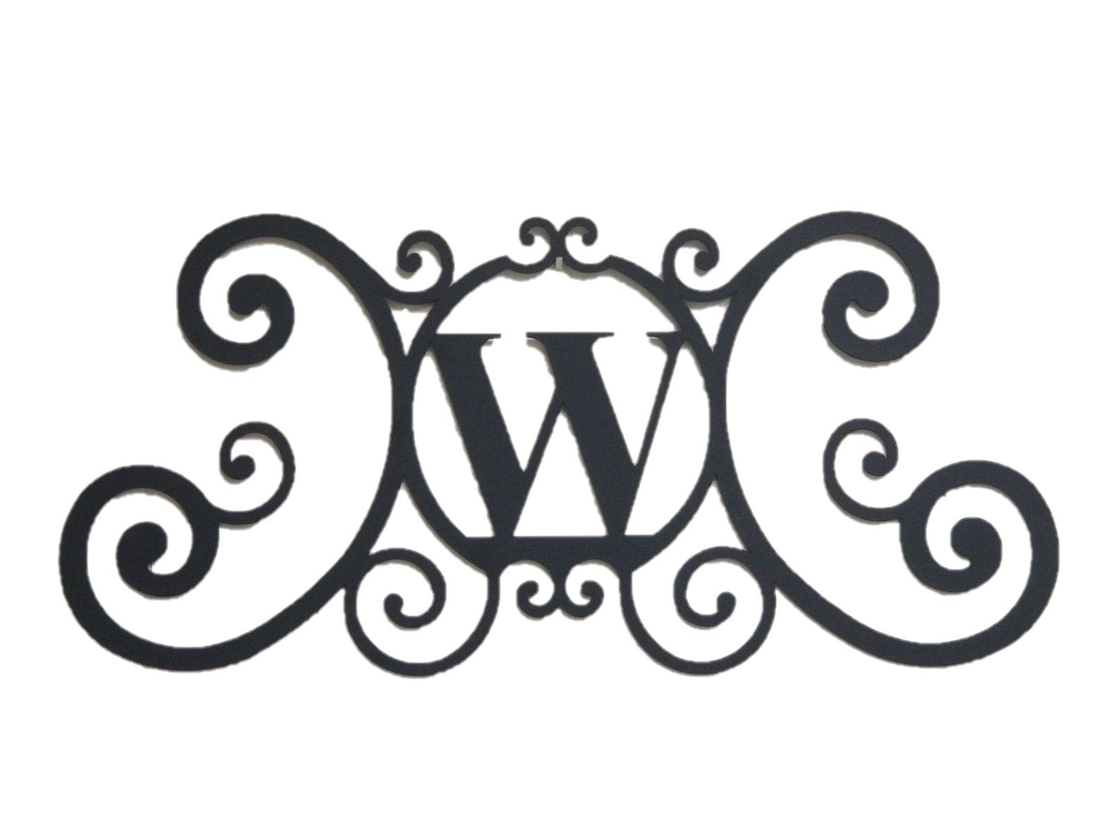Bookishbunny Monogram Initial Letter A-Z Wrought Iron Metal Scrolled Door Wall Decoration Plaque Art, 24 x 11 inch 2mm Thick (W)