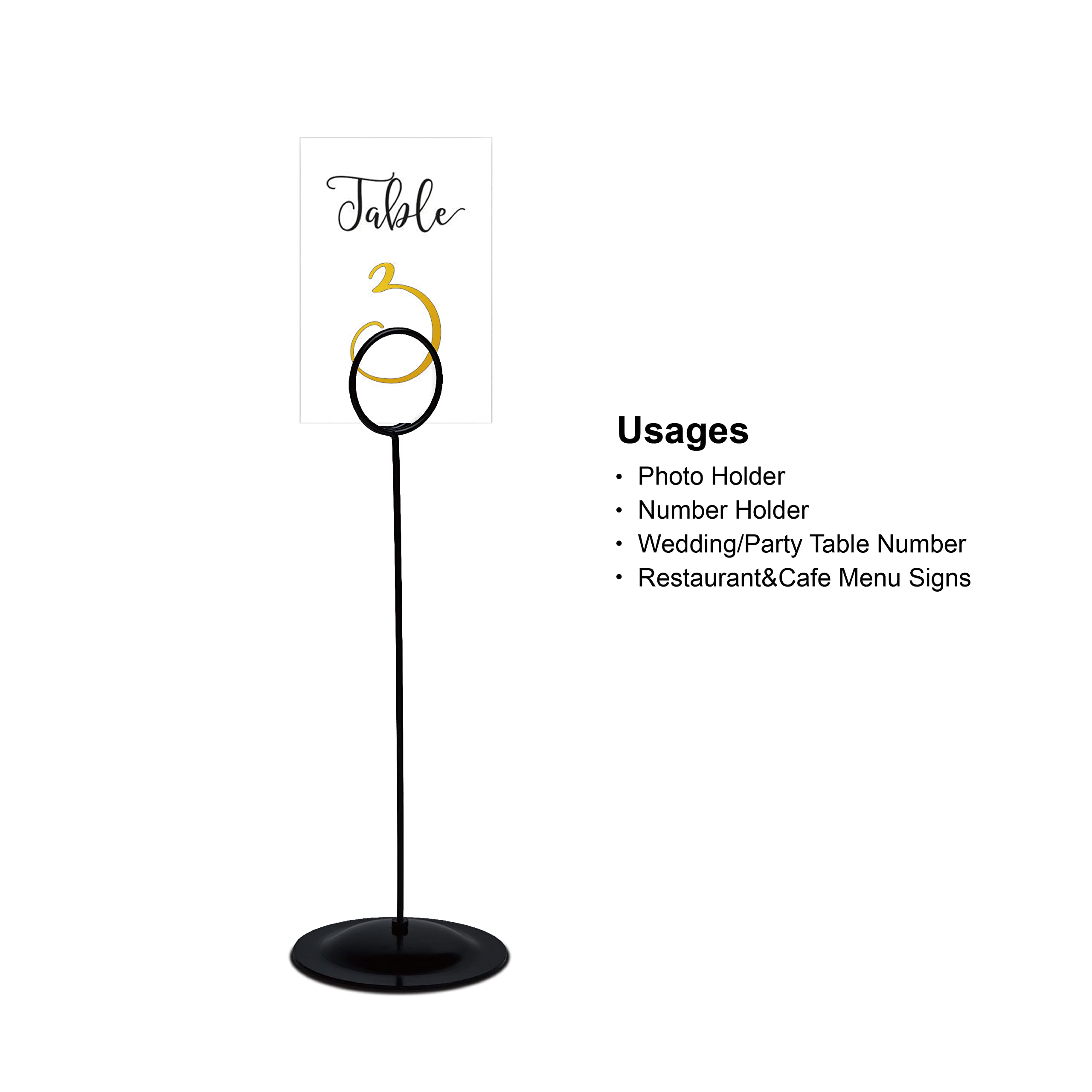 HOHIYA 12 Pcs Table Number Holders 12 Inch Place Card Holder Stands Chrome Black Tall for Photos Food Signs Memo Notes Weddings Restaurants Birthdays Party