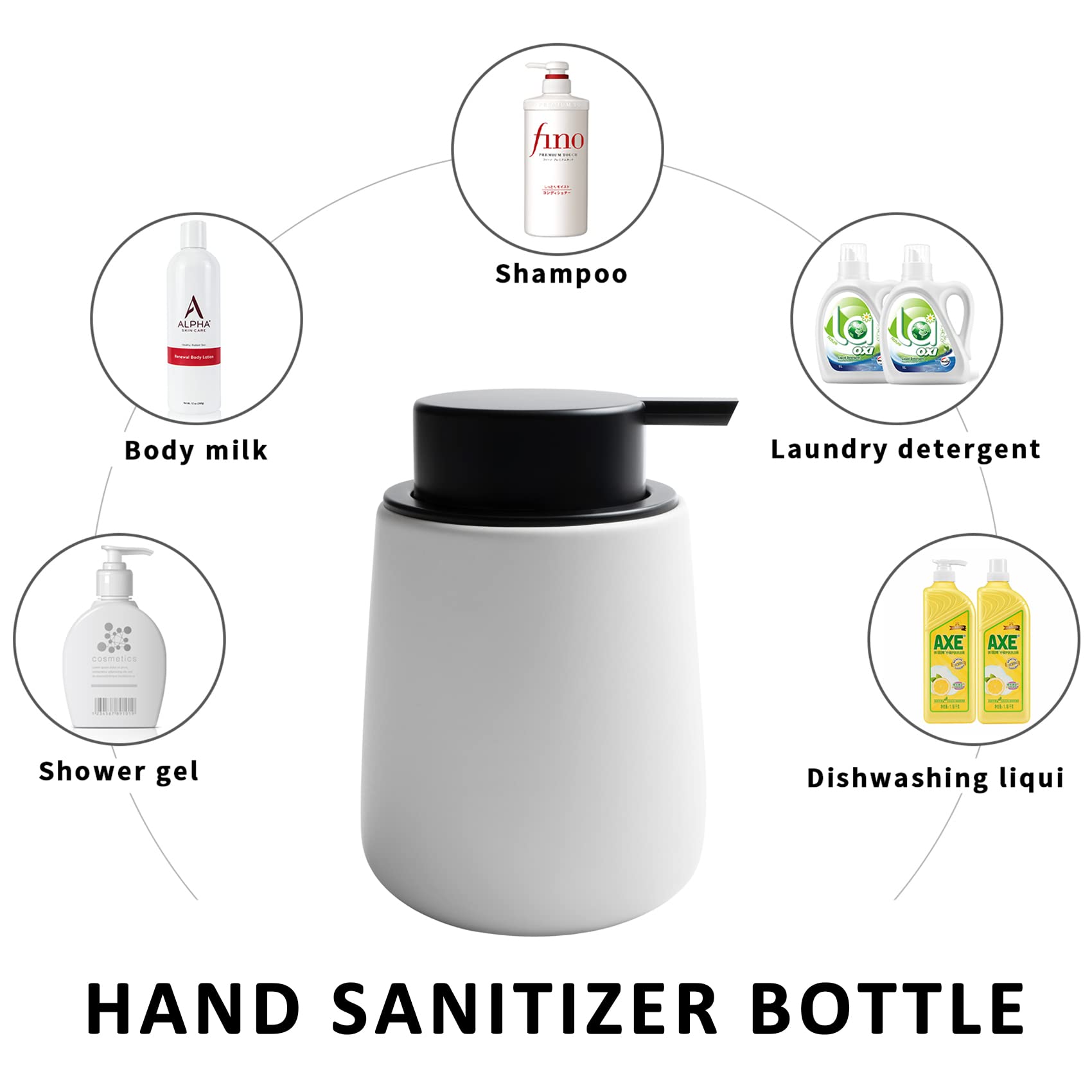 Toozfo Soap Dispenser Ceramic With Easy-To-Press Pump Hand Lotion Liquid Dispenser For Shampoo Bathroom Kitchen 12 Oz Blackwhite