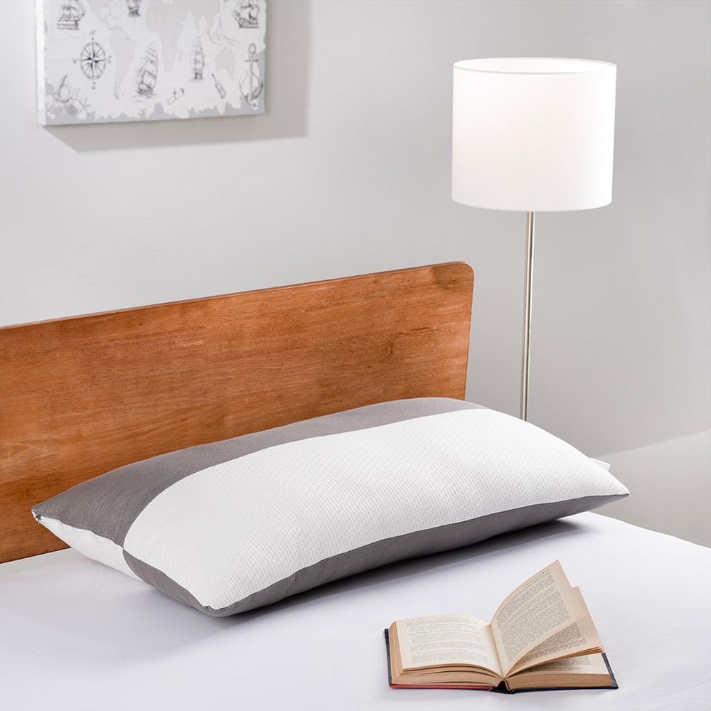 Wakefit Height Adjustable Hollow Fibre Sleeping Pillow with Zip | Set of 4 (White and Grey, 36 X 20 Inch) 3 Months Warranty - Ho