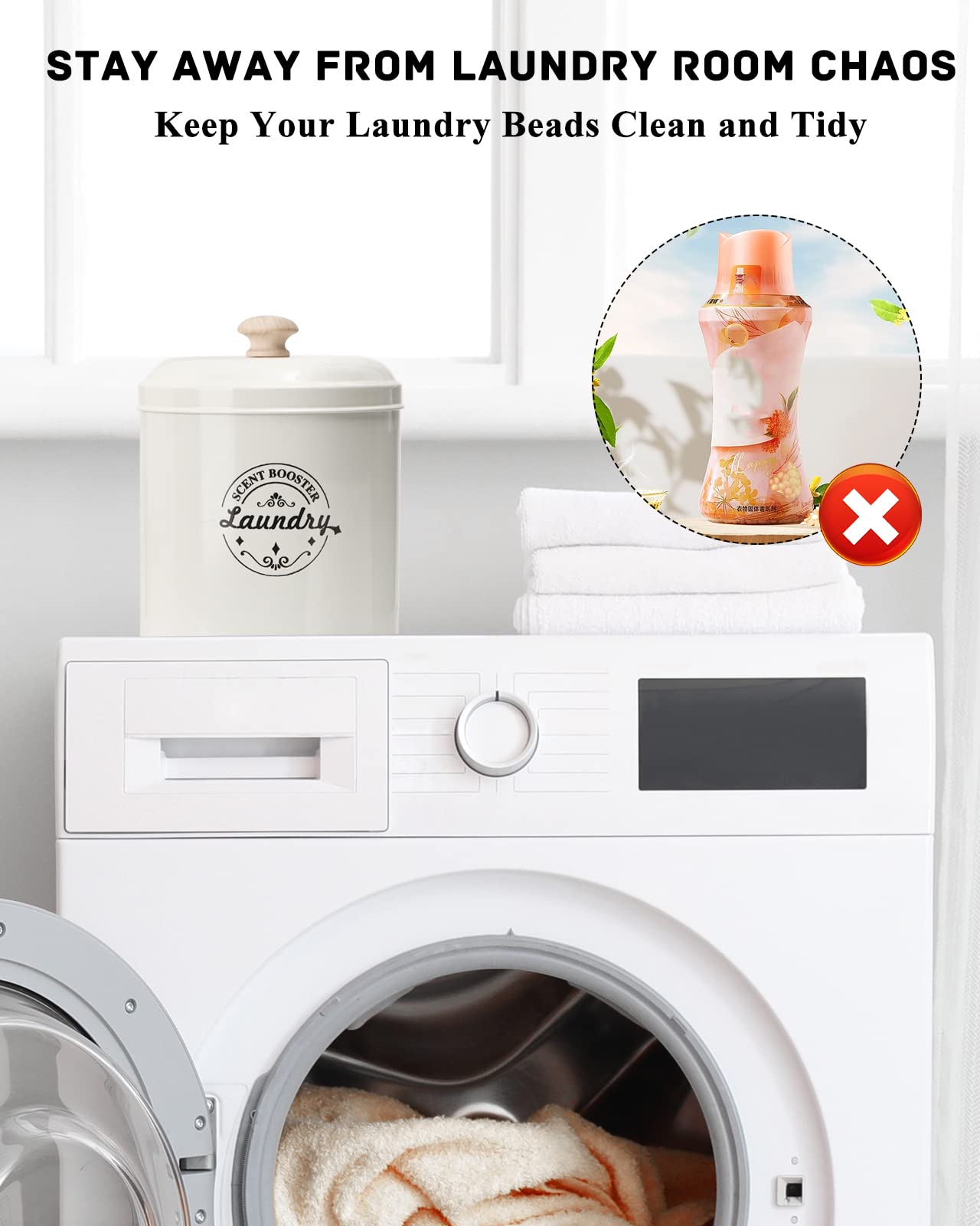 Laundry Scent Booster Beads Dispenser Container For Laundry Room Organization. Laundry Containers For Organizing. Metal Farmhous