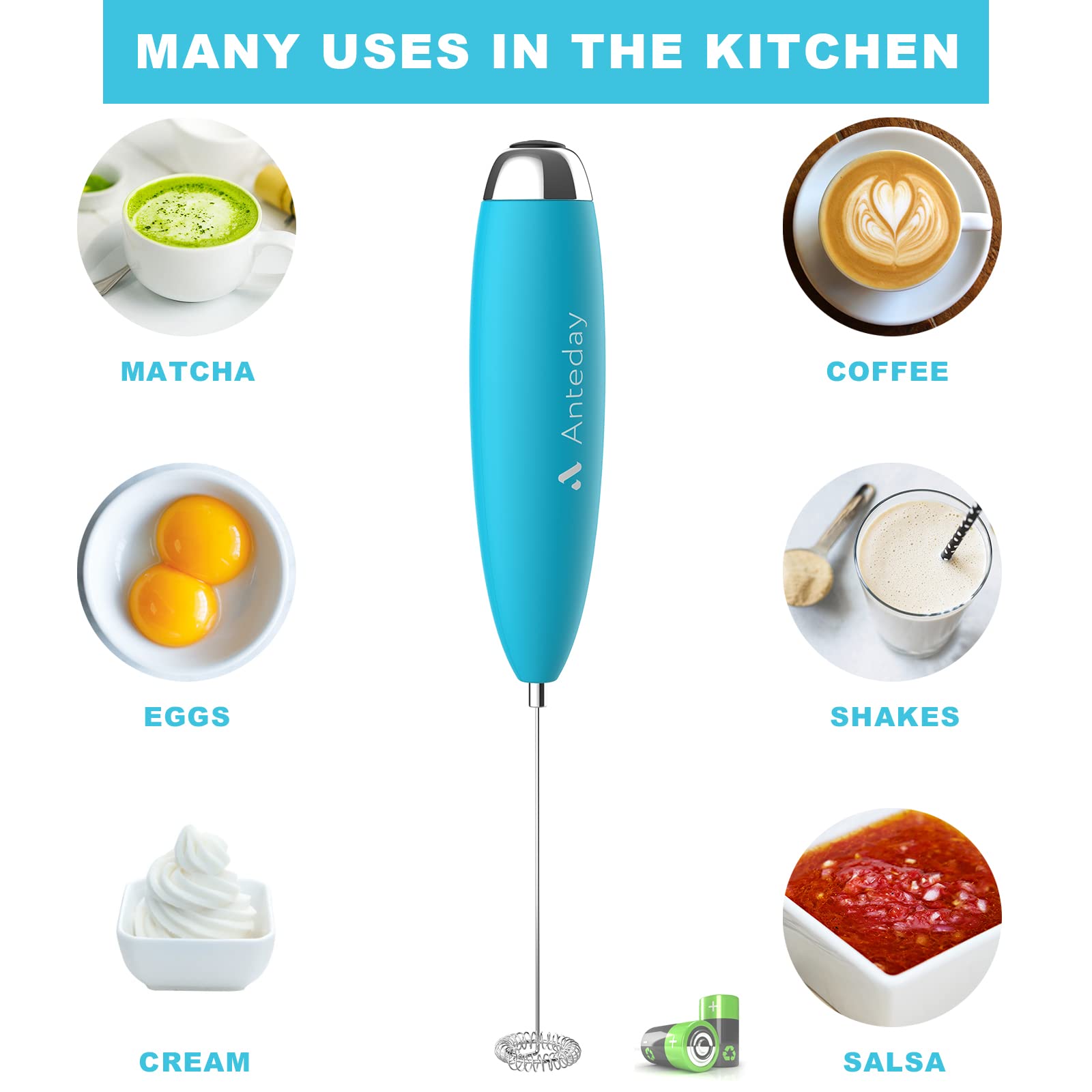 Milk Frother, Coffee Frother, Whisk, Upgraded Motor Electric Whisk Durable Low Noise Mini Drink Mixer Portable Foam Maker For Co
