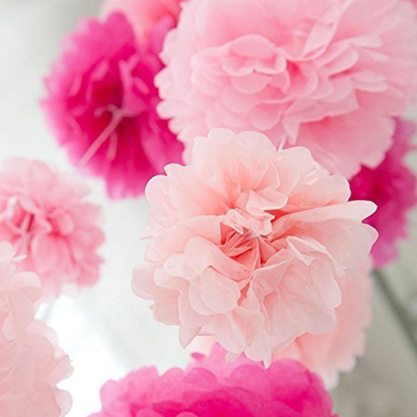 We Moment Hot Pink,Pink And Light Pink Paper Pom Poms Decorations For Wedding Birthday Pink Party Decoration Ceiling Wall Hangin