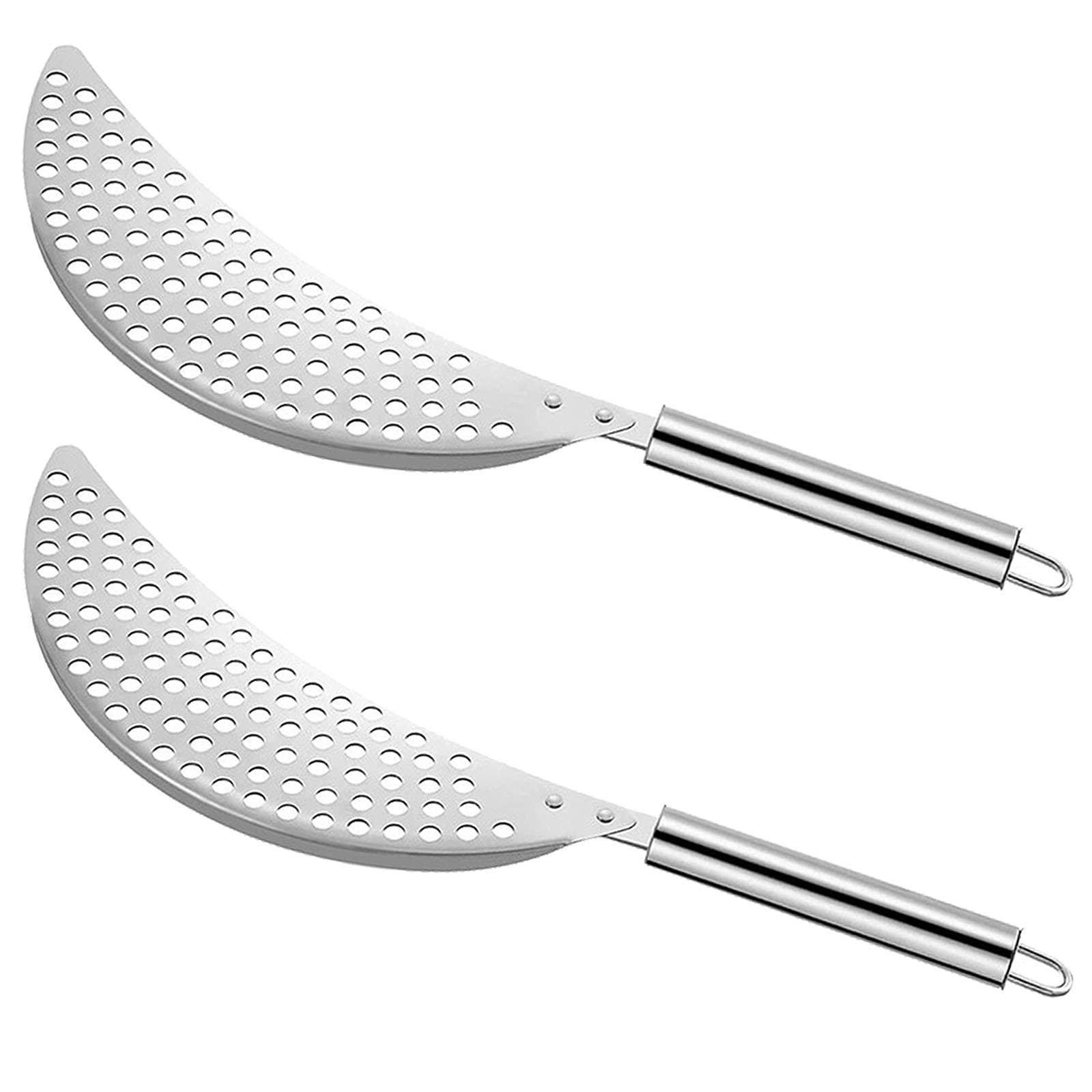 2 Pack Crescent Pot Strainer Stainless Steel Grease Pasta Strainer Insert Drainer With Handheld For Different Pot Pan Kitchen To