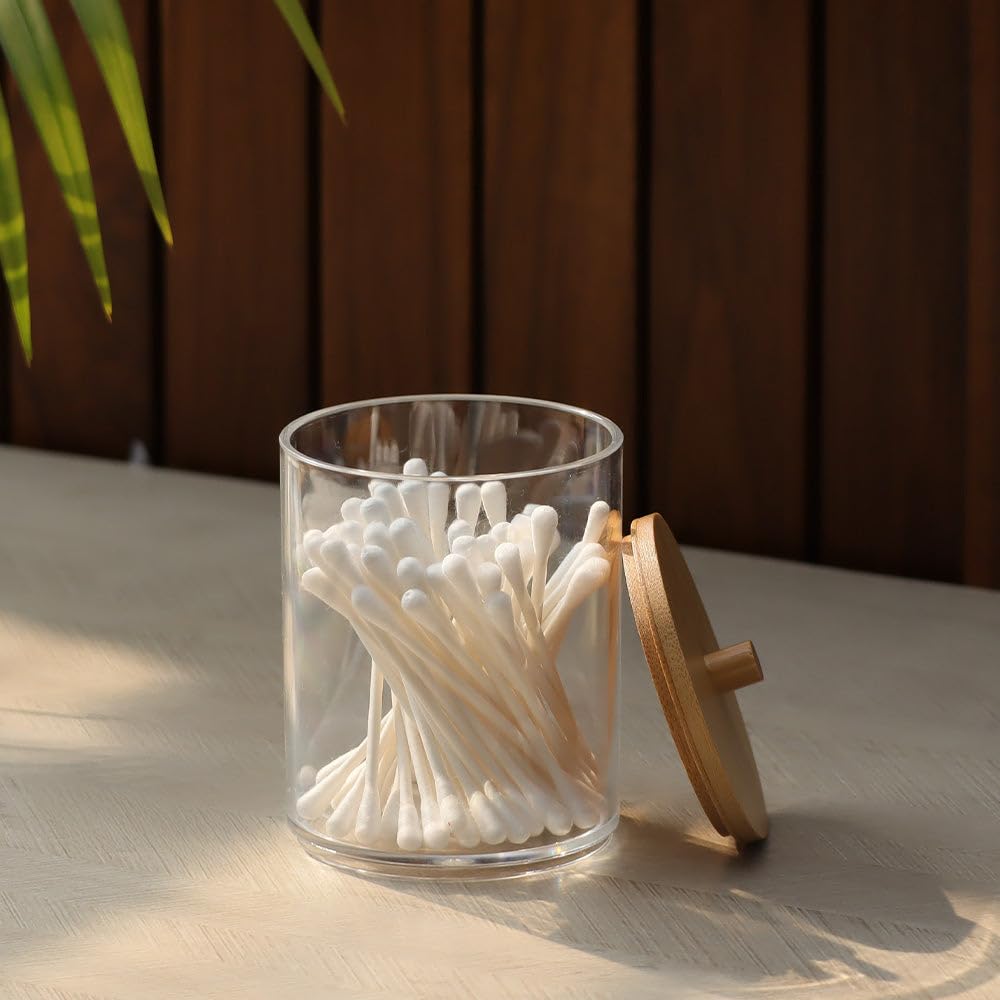 Enhabit Tabz Round Storage Jar With Bamboo Lid | Kitchen Storage Container Jar | Multipurpose Use | Durable Plastic And Bamboo |