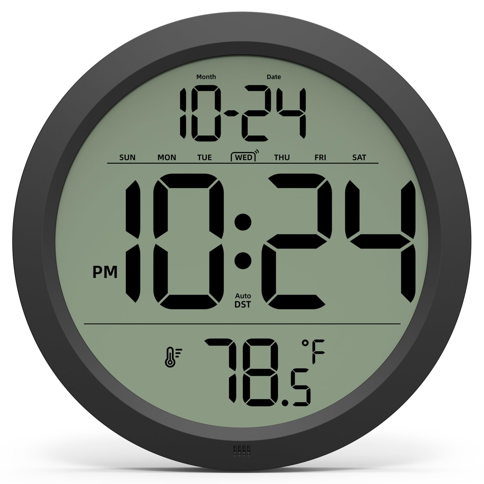 Digital Wall Clock With Date, Indoor Temperature, Auto-Dst, Battery-Operated Digital Clock, 8 Inch Small Decorative Wall Clock F