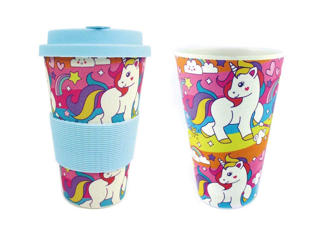 Tinymills Eco-Friendly Reusable Plant Fiber Travel Mug With Unicorn Design Gift For Girls Easter Basket Stuffer