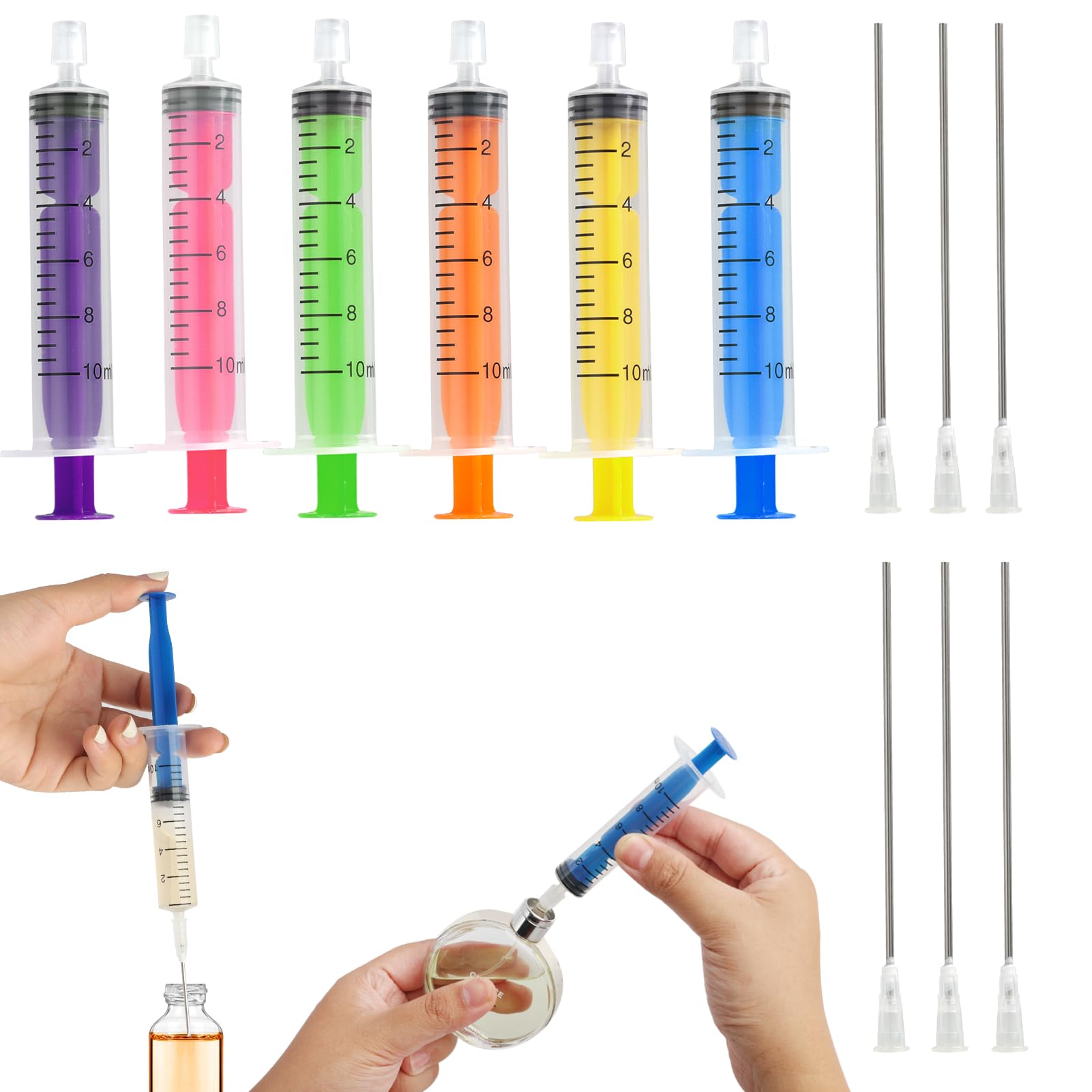 Wxs-Chall 6 Pack-10Ml Plastic Perfume Syringe Extracto Decanter Kit With Blunt Stainless Needle Tip, Suitable For Perfume?Ink?Pe