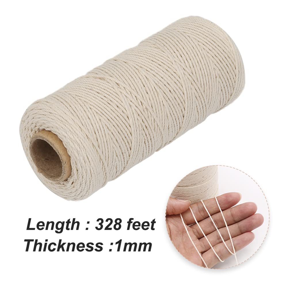 Vivifying Butchers Twine, 328 Feet 3Ply Cotton Bakers Twine, Food Safe Cooking String For Tying Meat, Making Sausage, Trussing T
