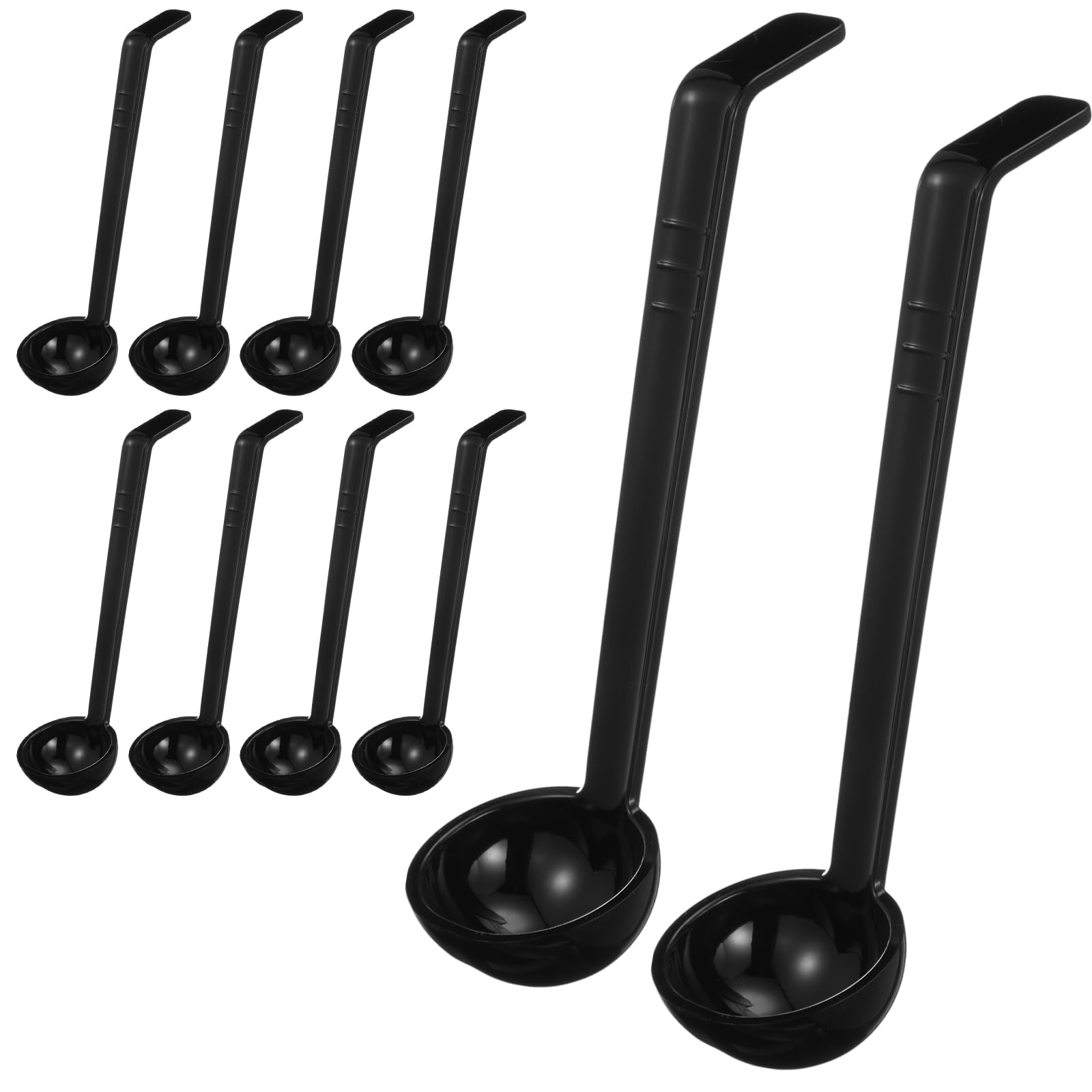 Tioncy 10 Pcs 1 oz Small Ladle 7.1 Inches Long Handle Serving Spoon, Black