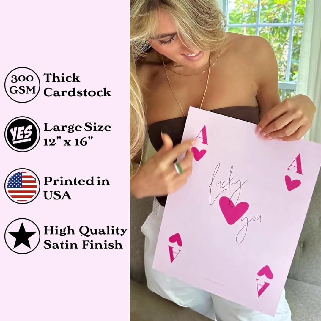 Larkinroad Positive Affirmation 3 Pack Poster - Pink Wall Decor (12In X 16In Unframed) Lucky You Poster - Dorm Wall Decor - Disc