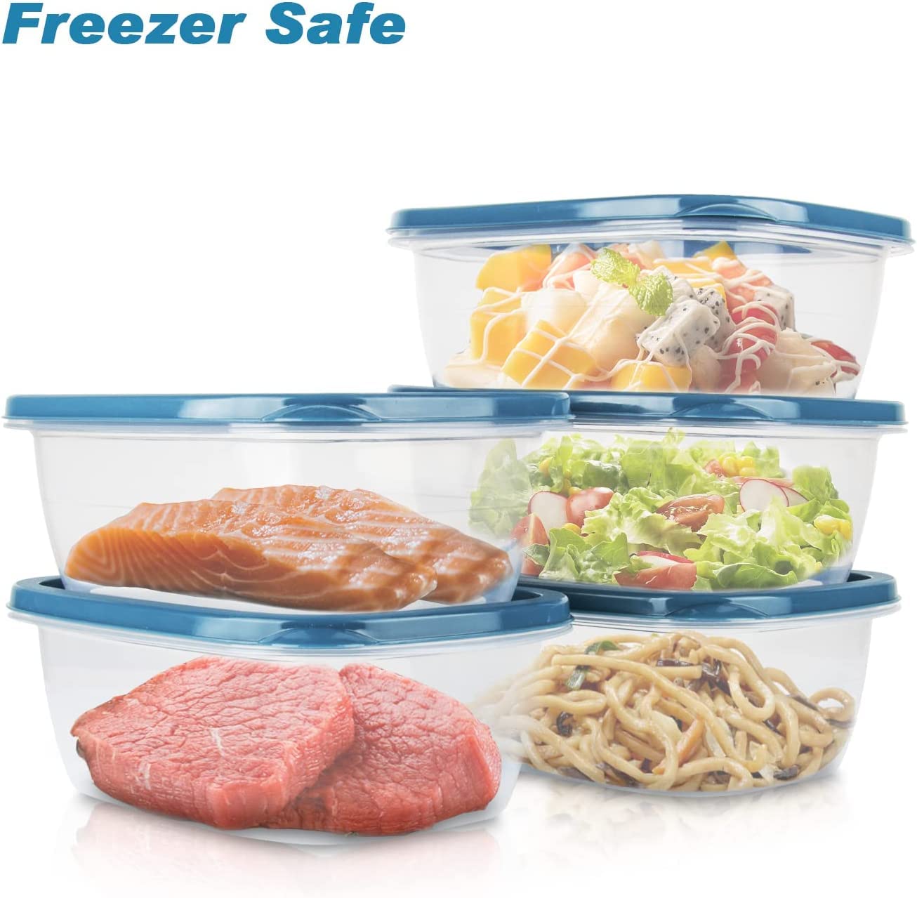 Pedeco 10Pcs Food Storage Containers,Freezer Microwave Safe,Food Container Sets,Bpa Free Plastic Meal Prep Containers & Kitchen