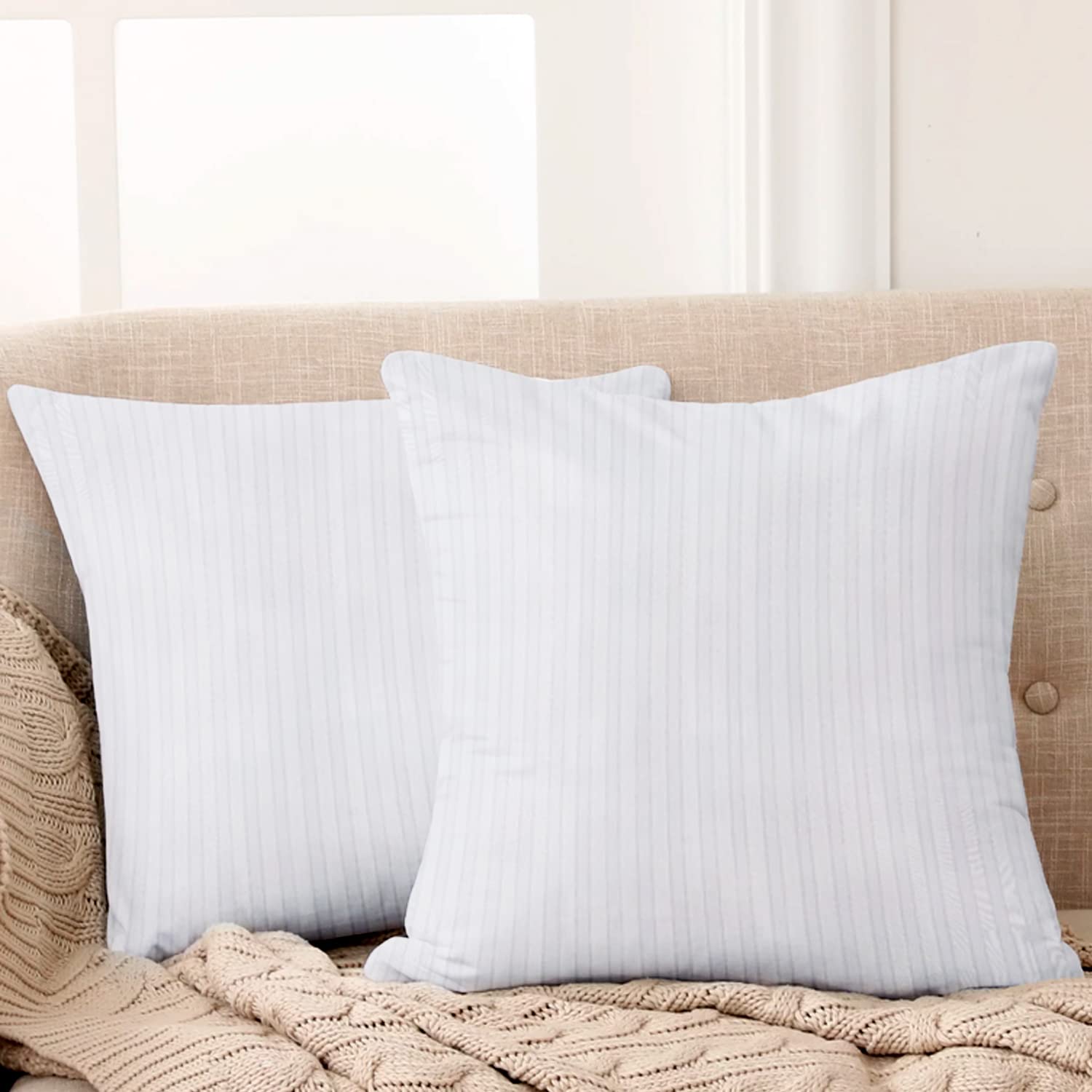 Cloth Fusion Microfiber Cushion 16 Inch X 16 Inch Filler, Sofa Cushions Set Of 2, Durable Sofa Pillow For Home Decor (White)