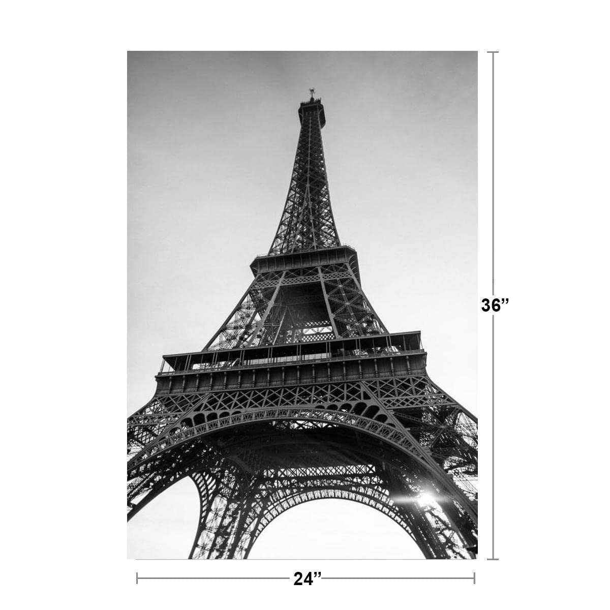 Eiffel Tower Paris France In Black And White Photo Photograph Cool Wall Art Print Poster 24X36
