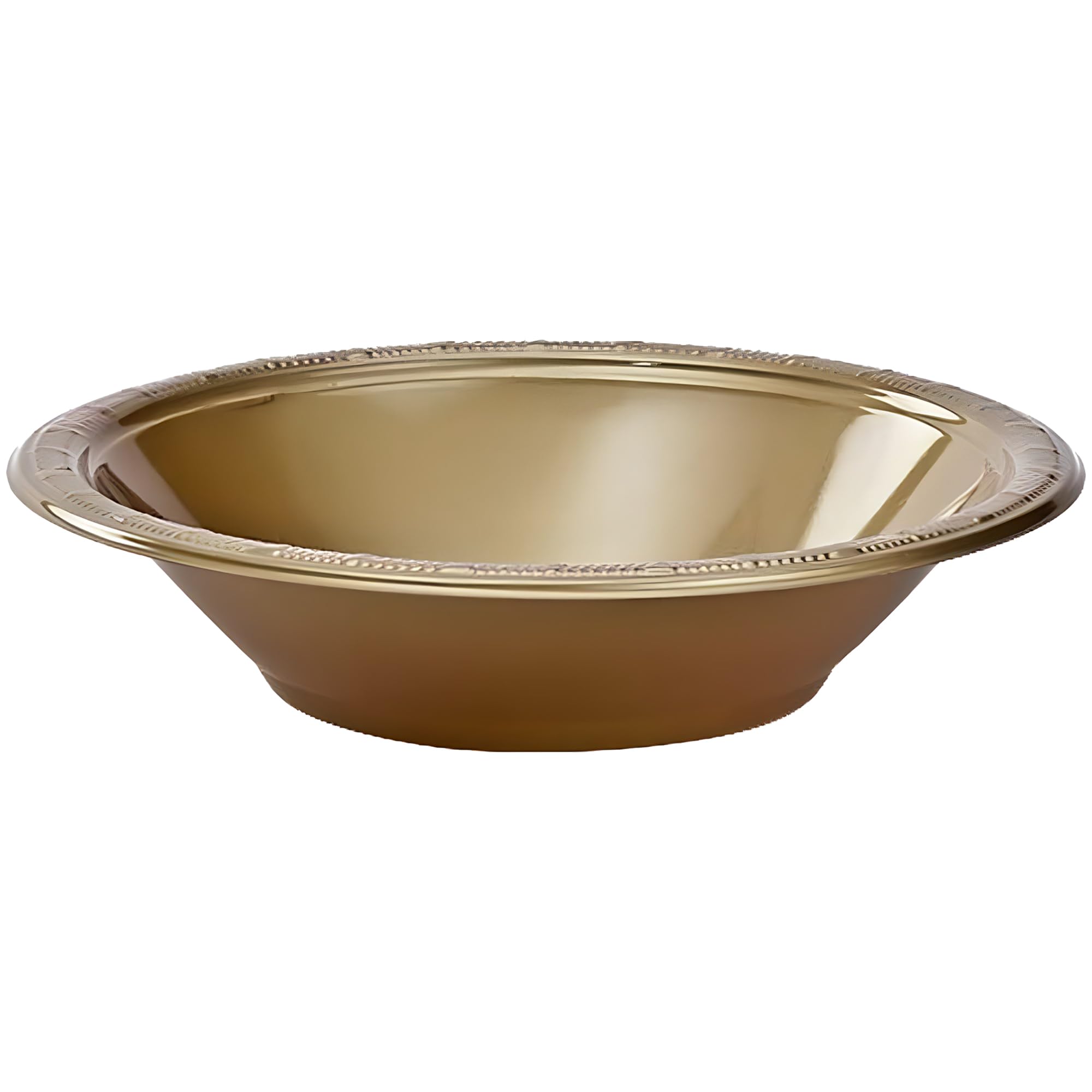Gold Solid Color Premium Heavy Weight Plastic Soup Bowl (15 Oz.) 50 Count - Elegant & Durable, Perfect For Parties & Events