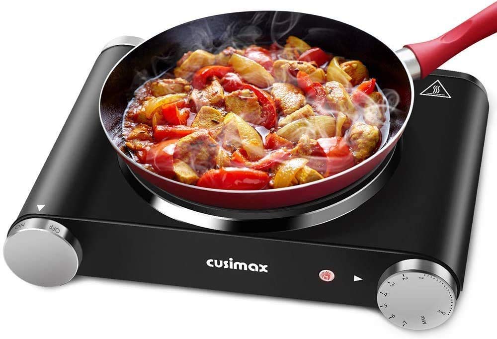 Cusimax Hot Plate Electric Burner Single Burner Cast Iron Hot Plates For Cooking Portable Burner 1500W With Adjustable Temperatu