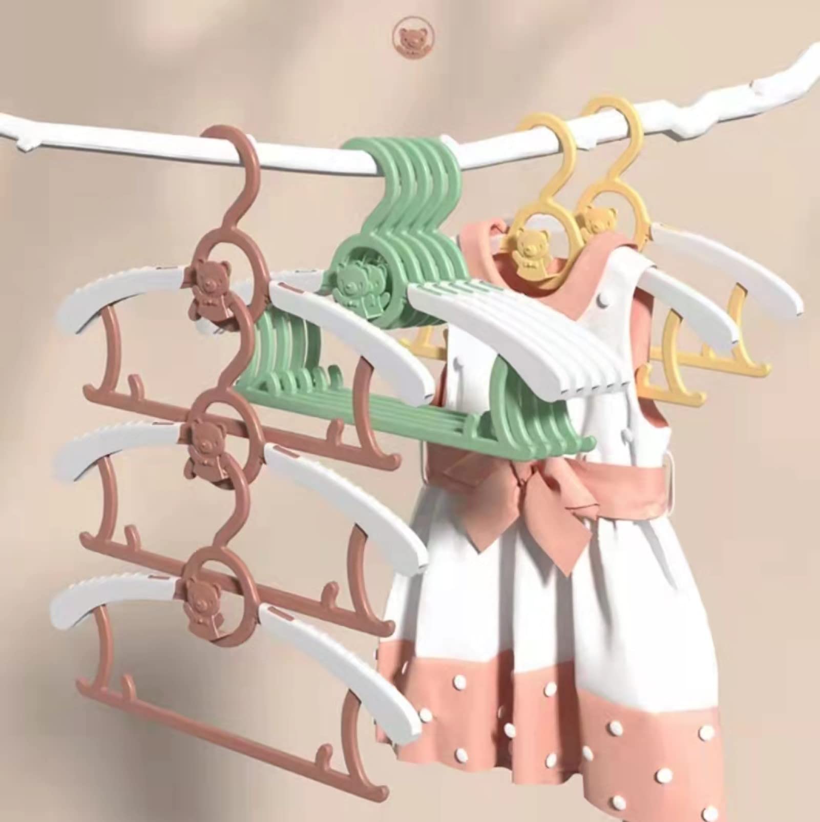 Baby Hangers for Closet  Non-Slip HGYZE 11''-14'' Adjustable Infant Clothes Hanger for Nursery  0-18yrs Plastic Kid Hanger Clothing Organizer  Children Pink Plastic Rack for Newborn Toddler Coat  20pcs