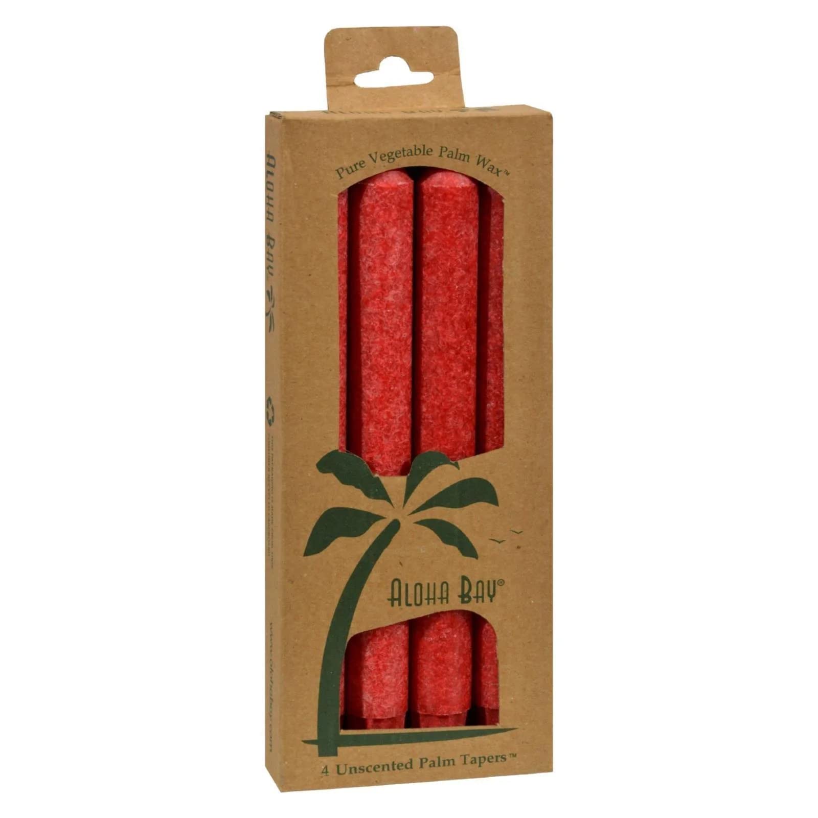 Aloha Bay Palm Tapers Red, 4 Count