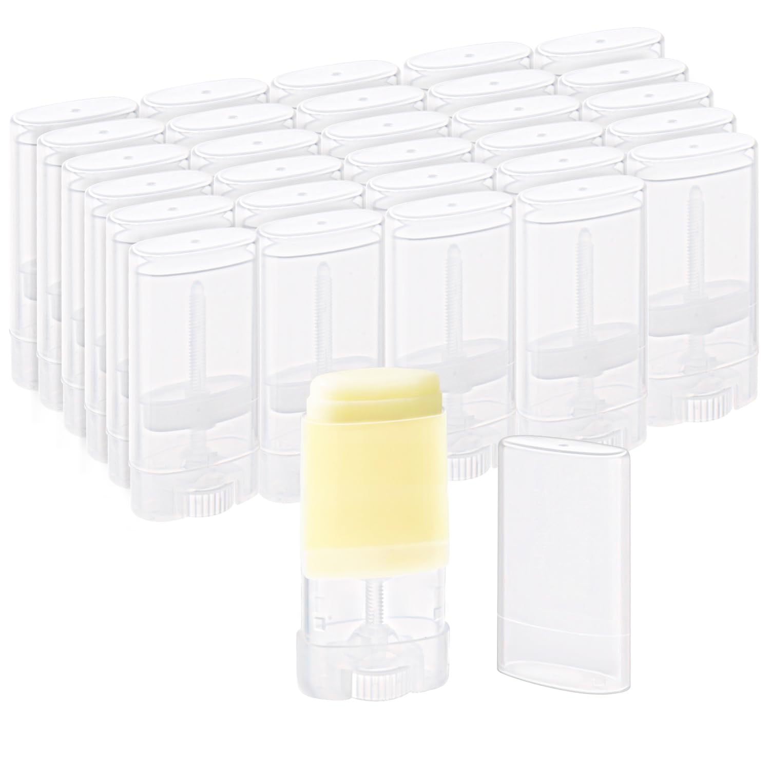 15Ml/0.5Oz 30 Pack Empty Lip Balm Tubes Plastic Deodorant Containers Travel Refillable Deodorant Tubes Lipstick Tube For Diy Lip