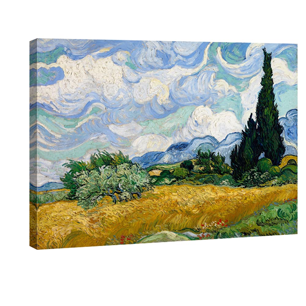 Wieco Art Wheat Field With Cypresses By Van Gogh Famous Oil Paintings Reproduction Extra Large Modern Gallery Wrapped Landscape