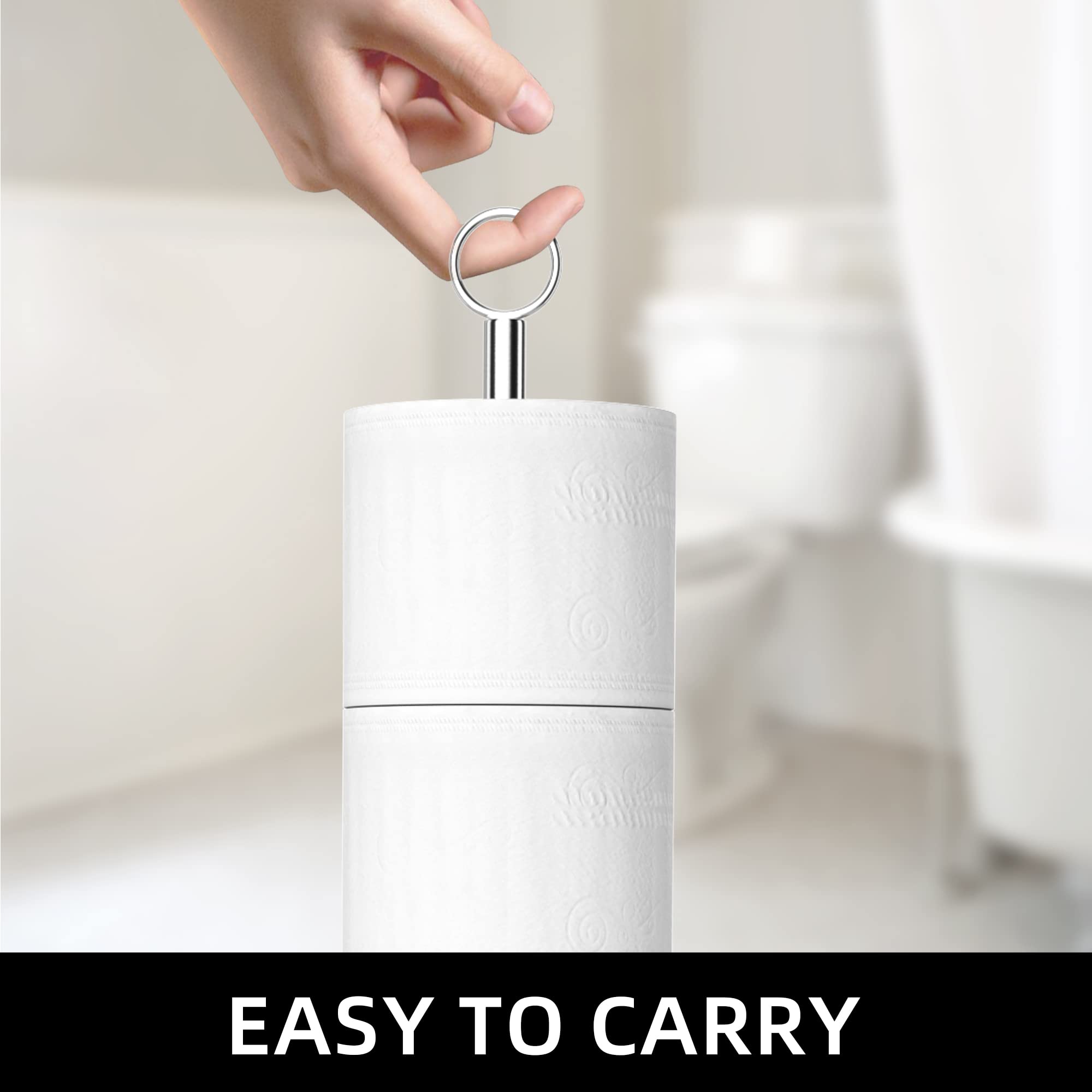 Toilet Paper Holder Stand(with Reserve Function)  Free-Standing Stainless Steel Stand for Bathroom & Toilet Spare Rolls Storage
